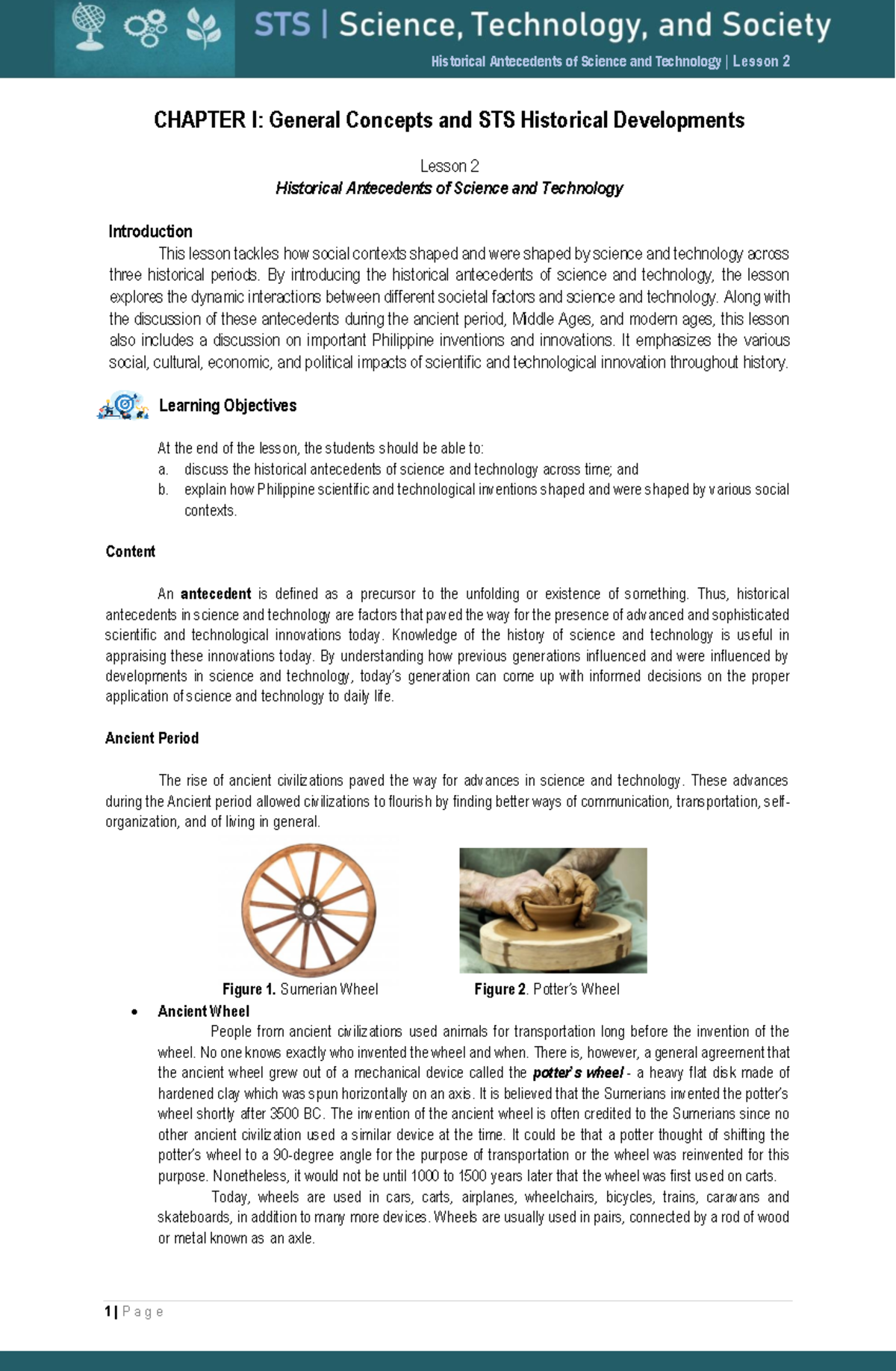 Historical Antecedents of Science and Technology - CHAPTER I: General ...