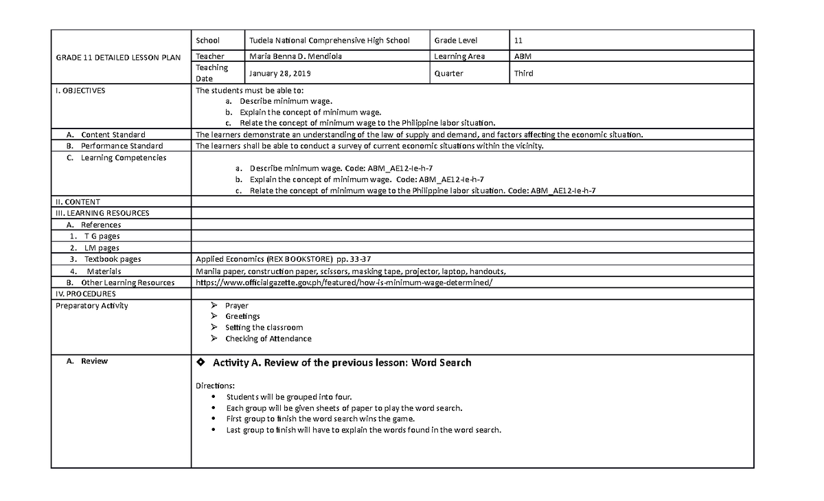 416518107-Lesson-Plan-for-Demo-Min-Wage - GRADE 11 DETAILED LESSON PLAN ...