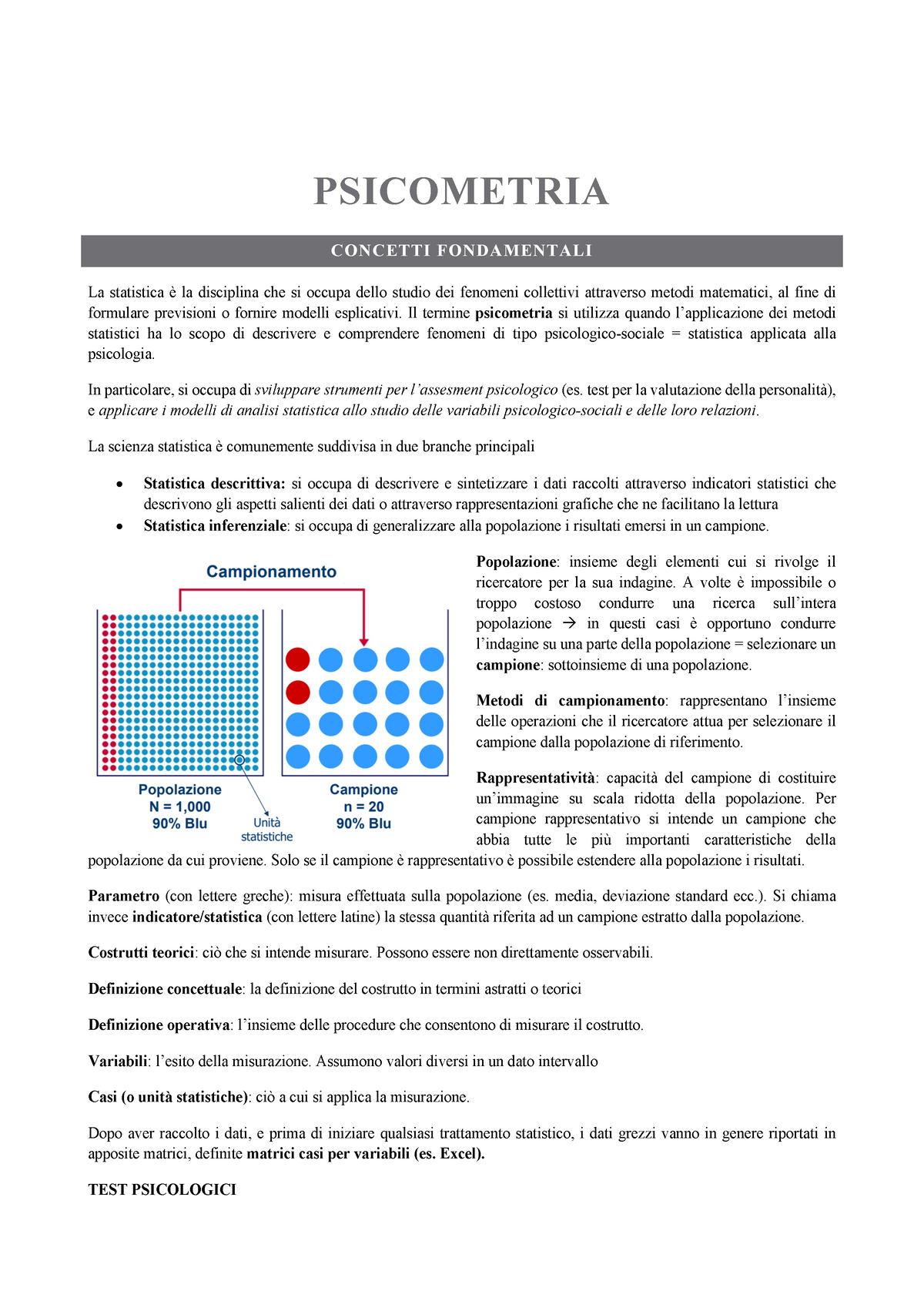 Psicometria Psicometria Concetti Fondamentali La Statistica è La Disciplina Che Si Occupa 8467