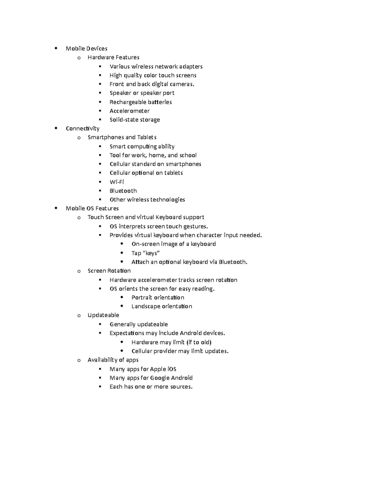 Operating Systems Concepts Chapter 1 Mobile Devices o Hardware