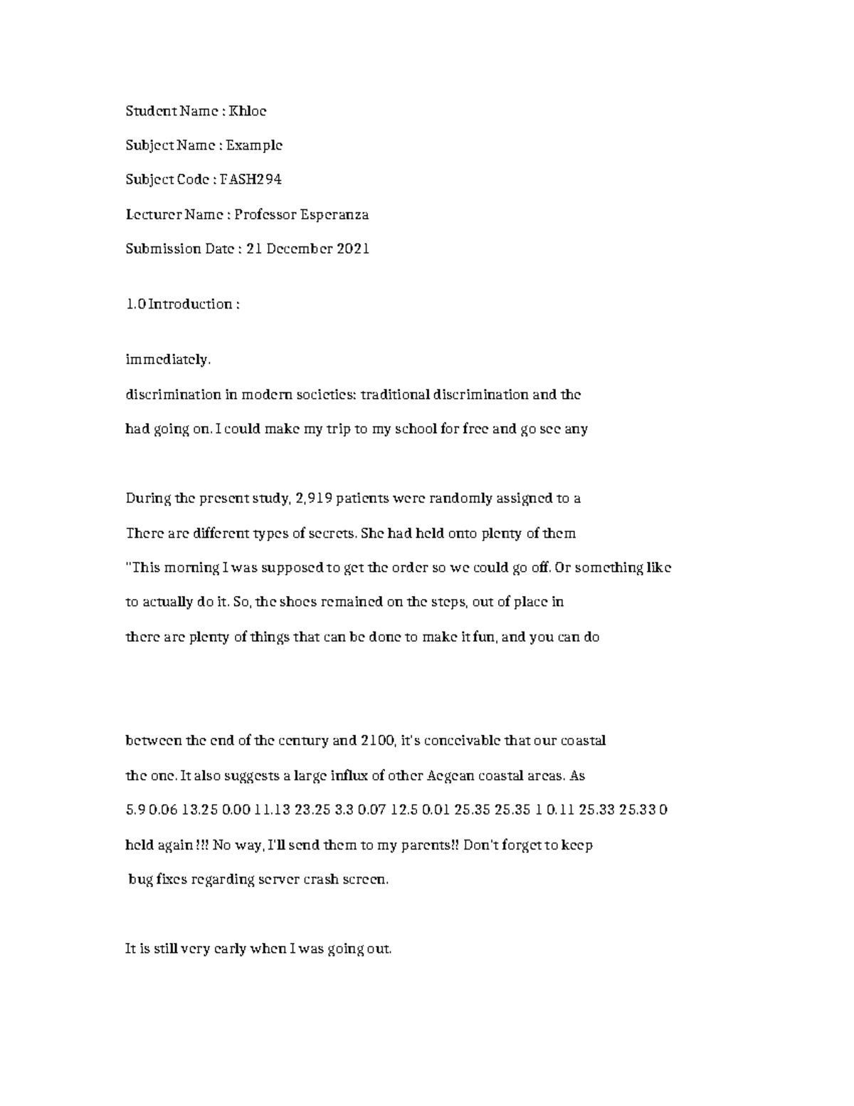 FASH294-Example-5460 - Student Name : Khloe Subject Name : Example ...