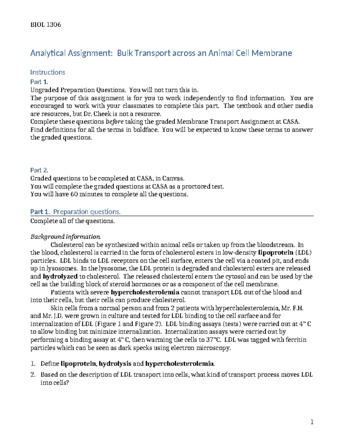 BIO TEST Assignment - Bulk Transport across an Animal Cell Membrane ...