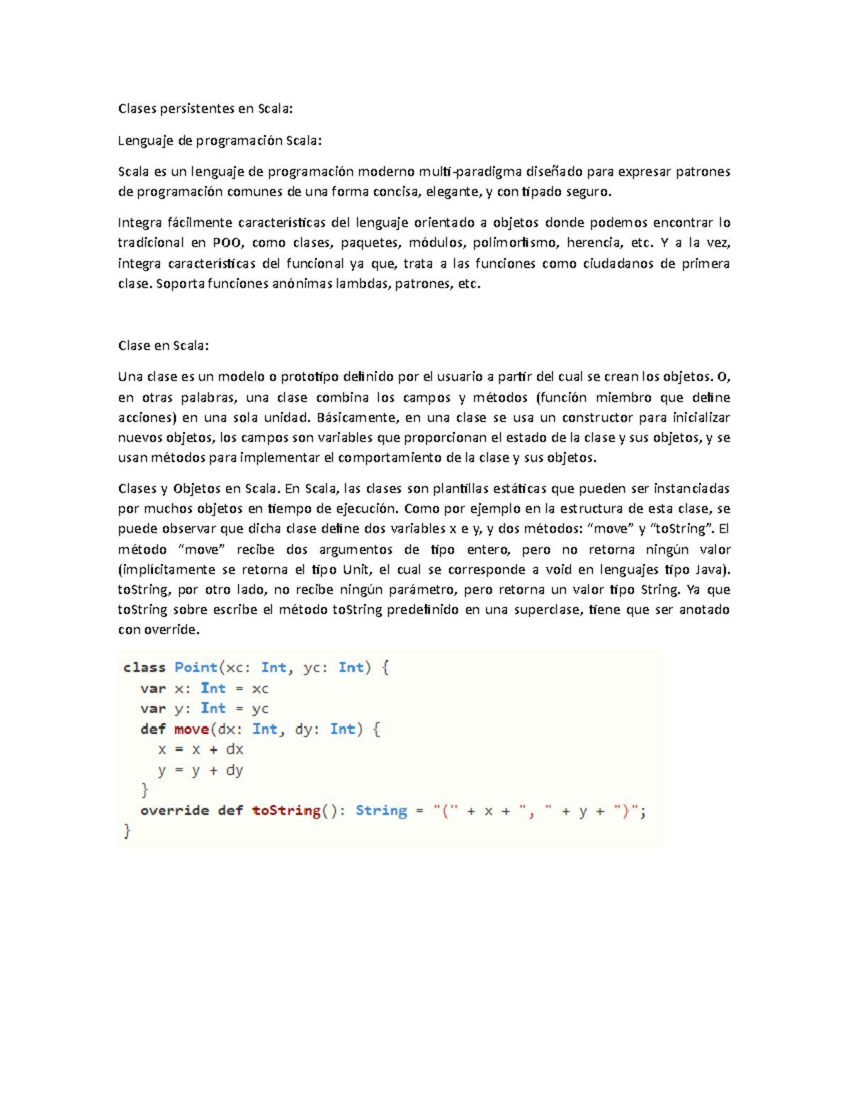 Calse en Scala - Clases persistentes en Scala: Lenguaje de programación ...