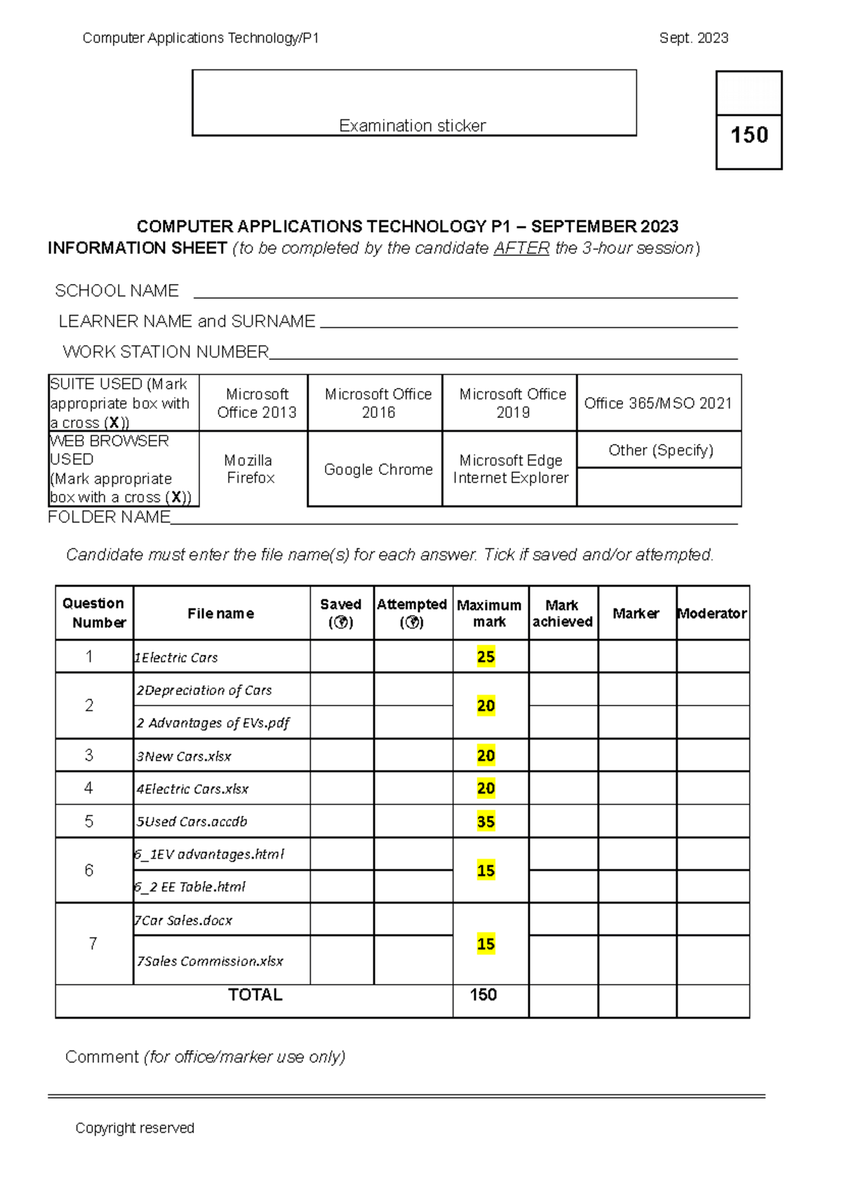 2023 CAT Prelim Info Sheet - Computer Applications Technology/P1 Sept ...