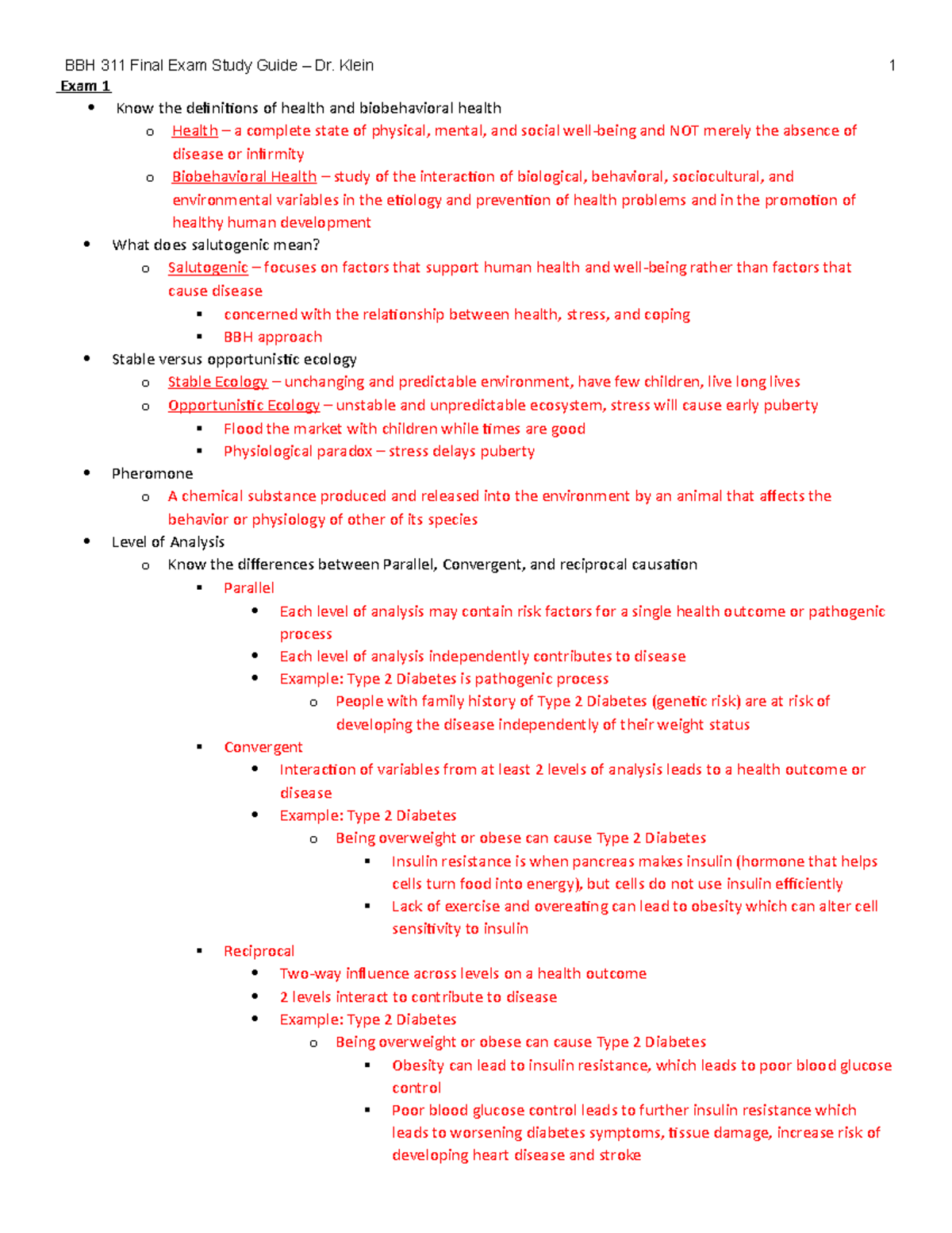 BBH 311 Final Exam Study Guide 2020-1 - Exam 1 Know The Definitions Of ...