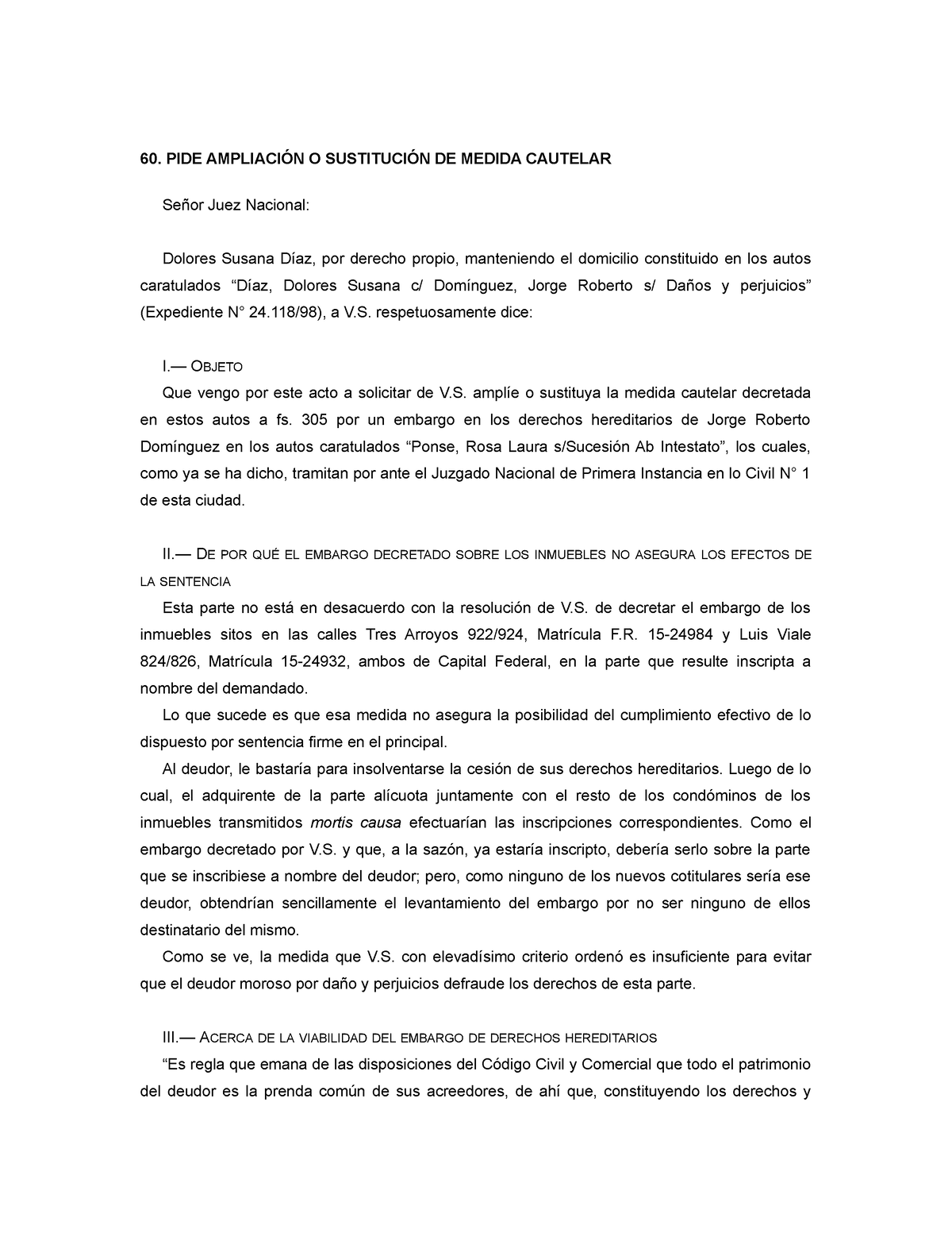 Solicita Ampliacion O Sustitucion DE Medida Cautelar - 60. PIDE AMPLIACIÓN  O SUSTITUCIÓN DE MEDIDA - Studocu