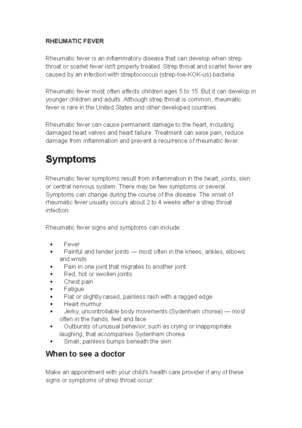 Rheumatic Fever - It’s is a lecture note - RHEUMATIC FEVER Rheumatic ...