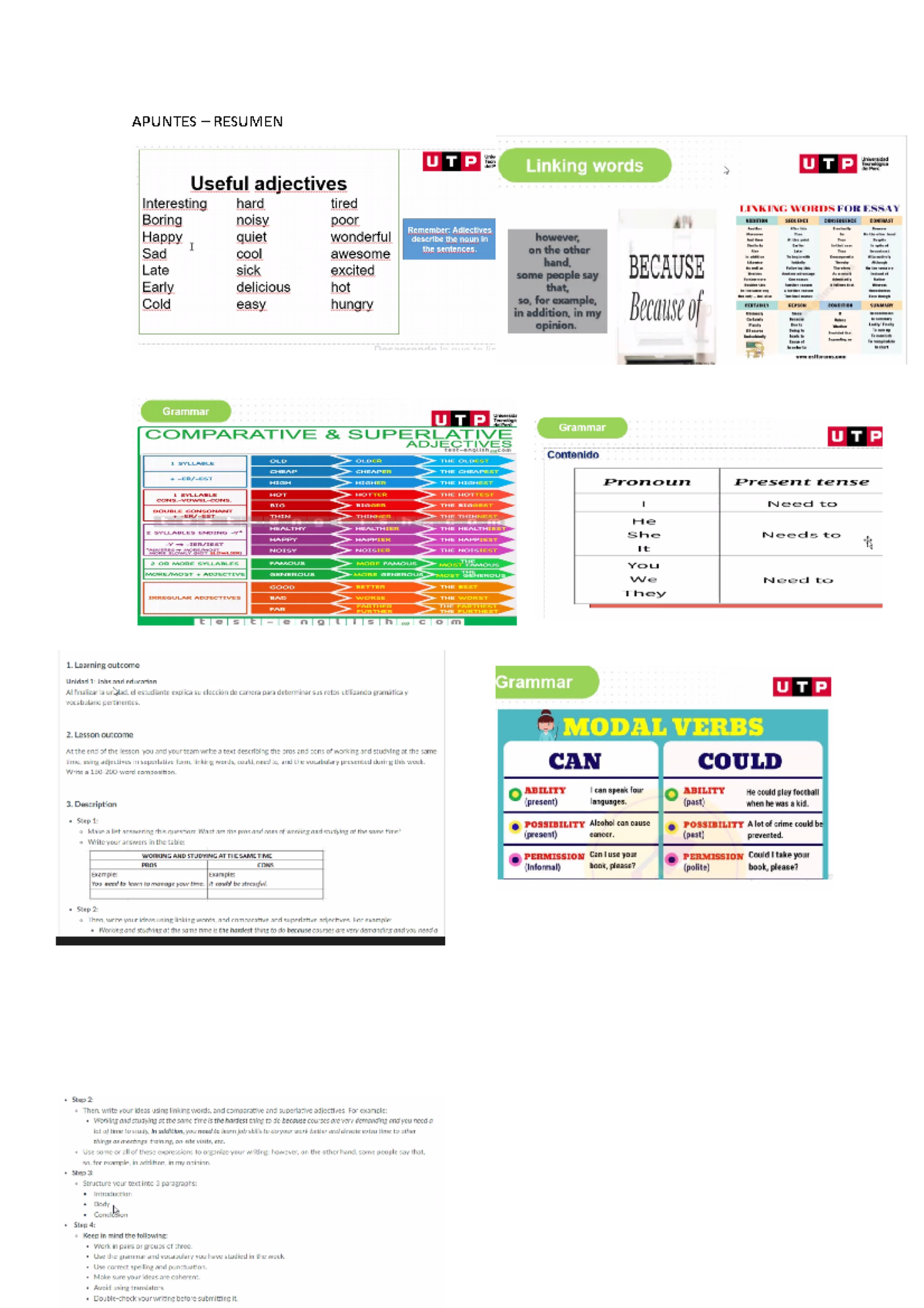 Apuntes- English 4 - WEEK 04 - Ingles IV - APUNTES - RESUMEN - Studocu
