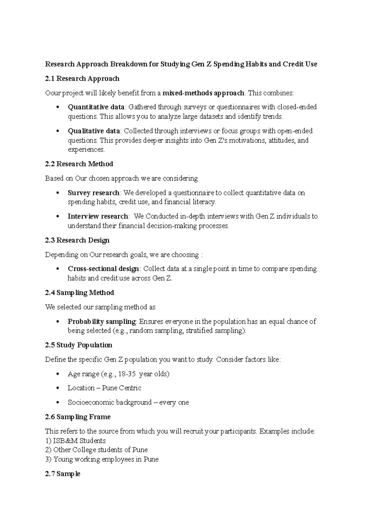 BRM Project - Research Approach Breakdown for Studying Gen Z Spending ...