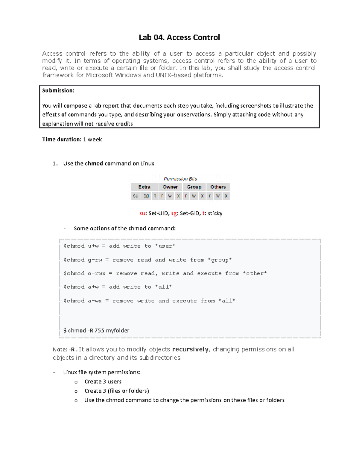 Lab 4 Access Control Lab 04. Access Control Access control refers