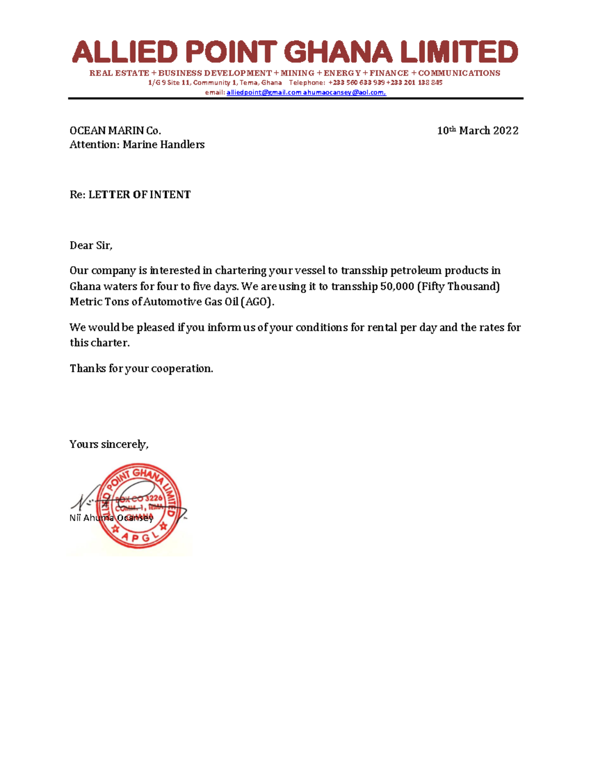 Allied Point Ghana Limited Letterhead 2 - Copy - ALLIED POINT GHANA ...