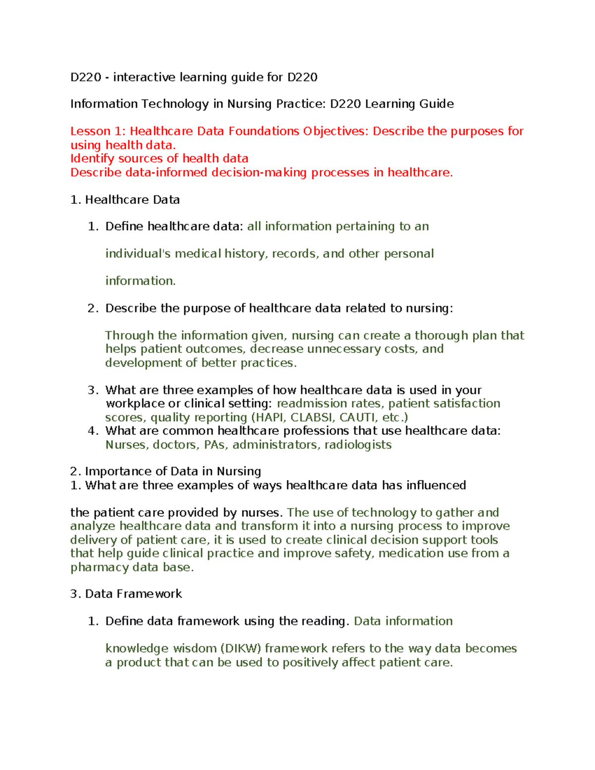 D220 Study Guide - D220 - Interactive Learning Guide For D Information ...