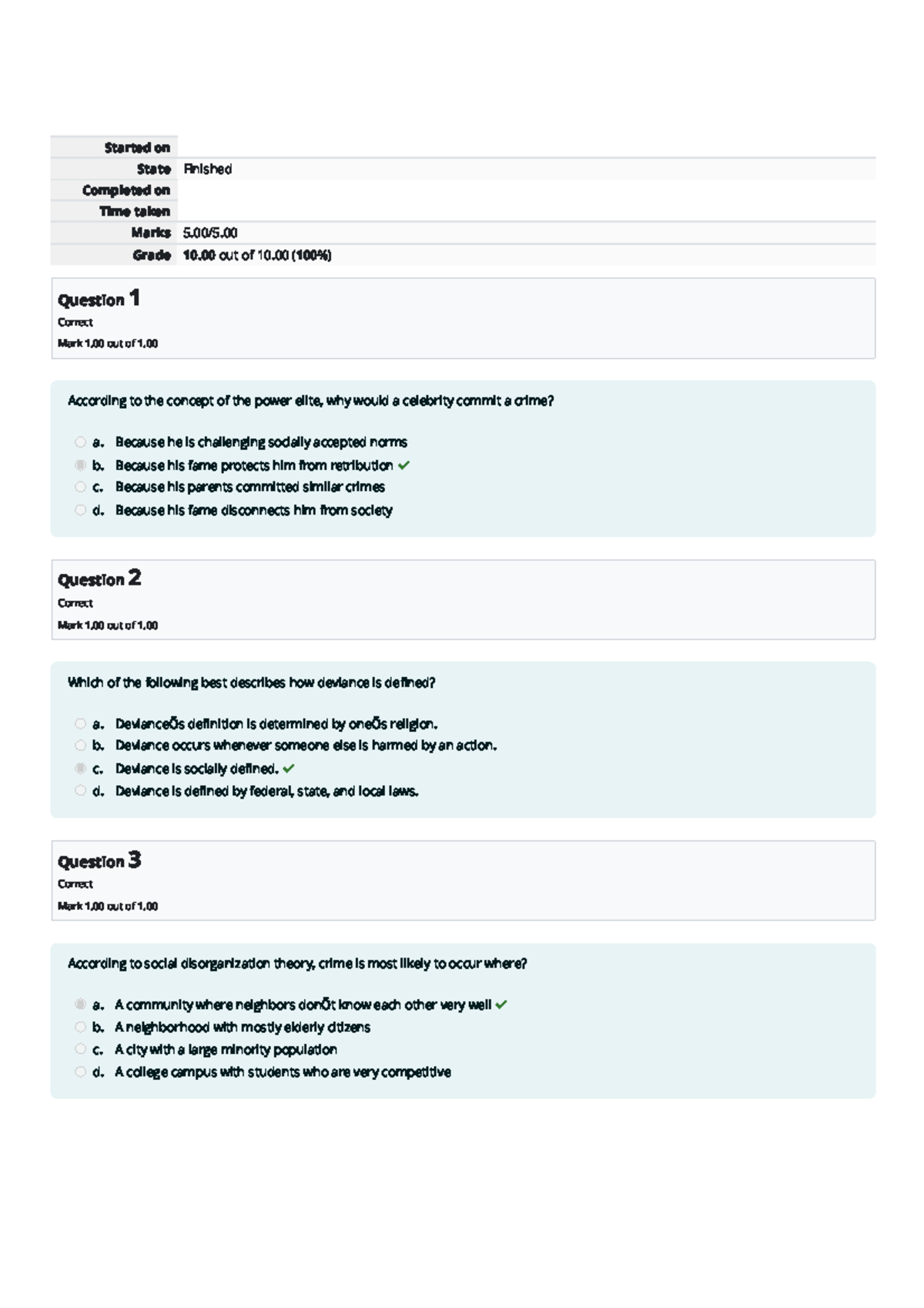Self-Quiz Unit 3 Attempt review - Started on State Finished Completed ...