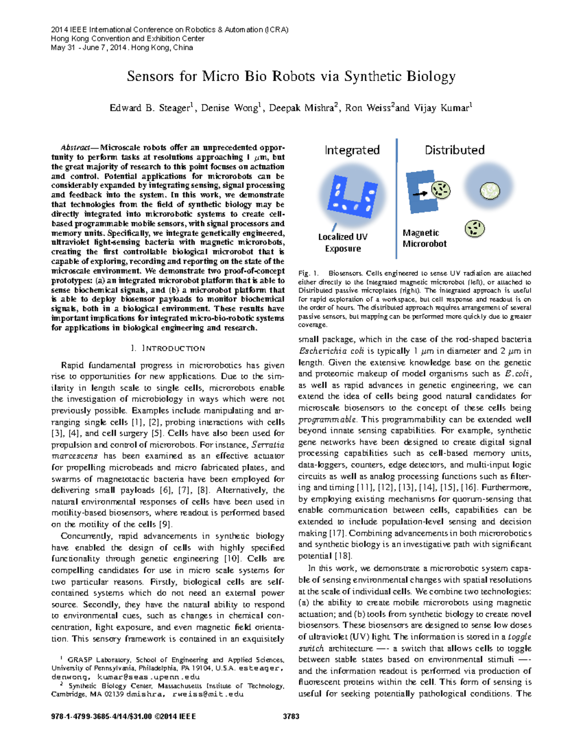 Sensors for Micro Bio Robots - Steager 1 , Denise Wong 1 , Deepak ...