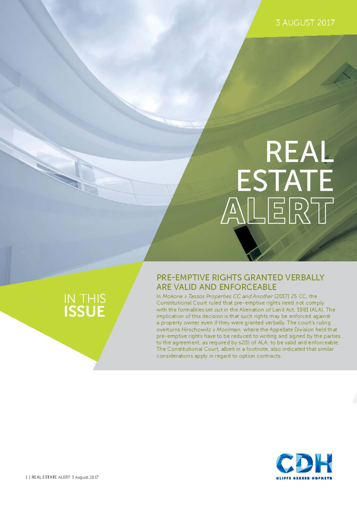 Unit 6 CDH Real Estate Alert3Aug2017 Right of first refusal