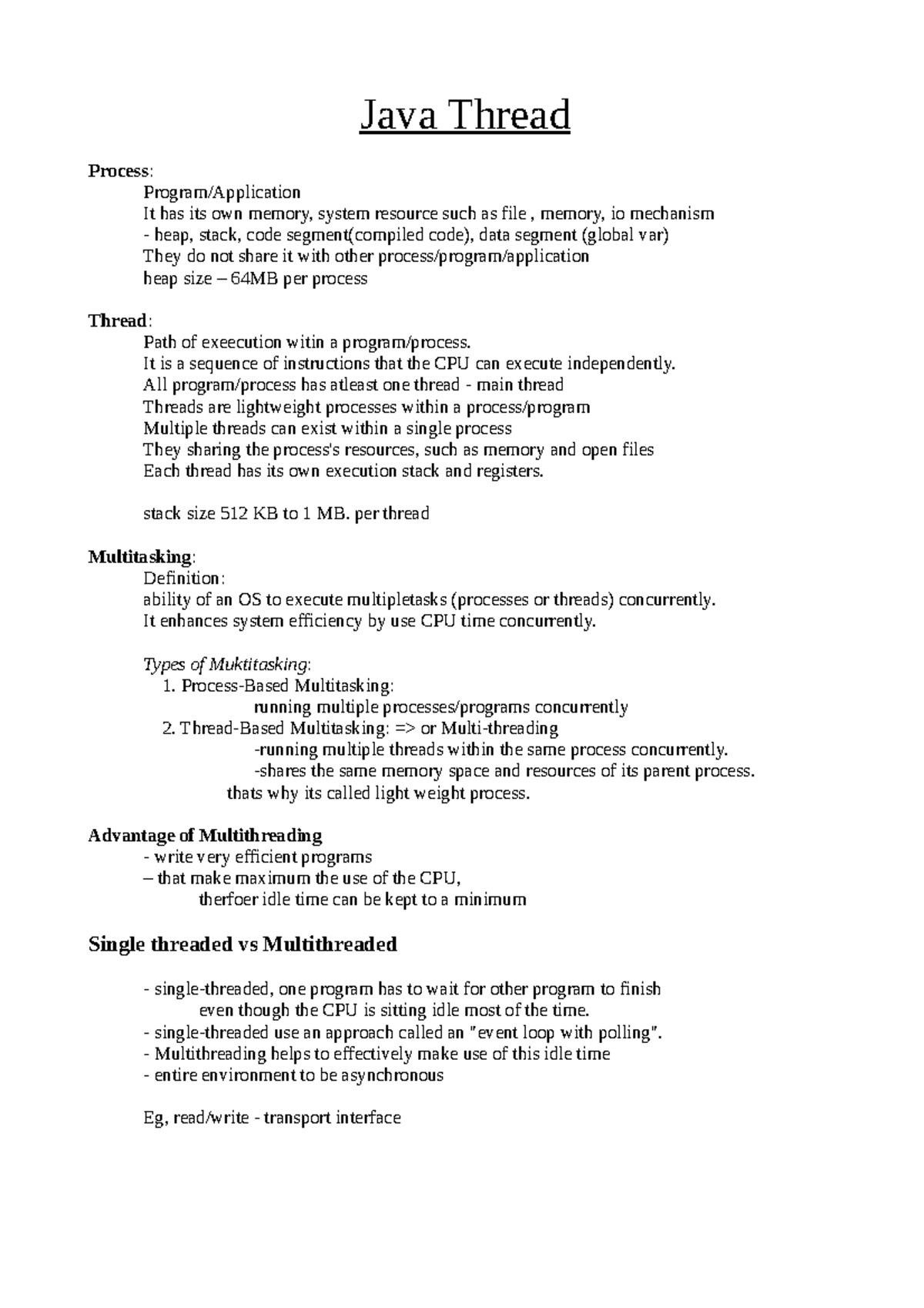 1 Java Threads - not useful - Java Thread Process: Program/Application ...