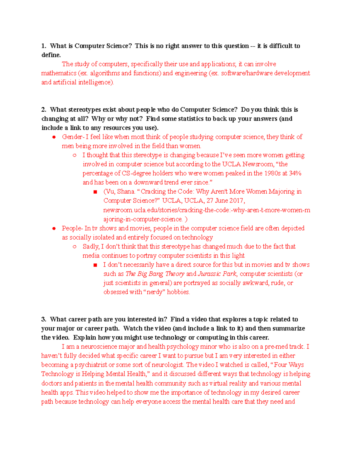 Assignment 1: What is Computer Science - 1. What is Computer Science ...