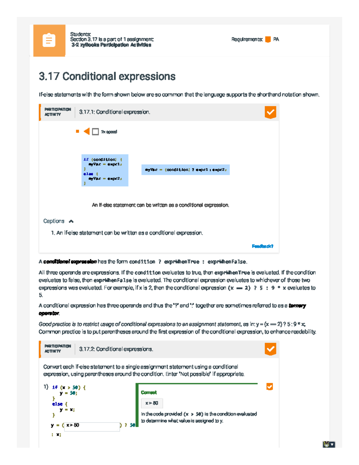 assignment in conditional expression