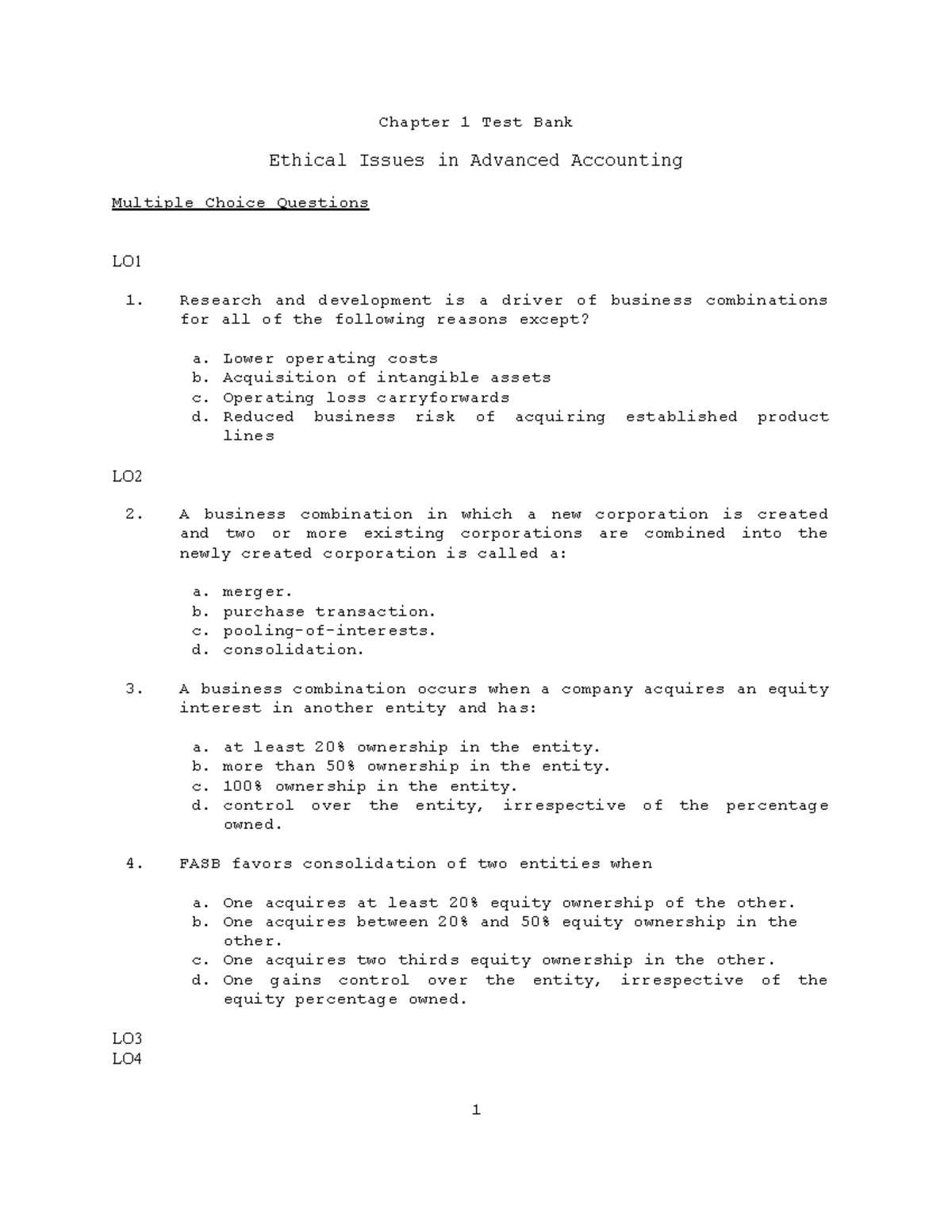 Chapter 01 financial statement analysis chapter 1 - Chapter 1 Test Bank ...