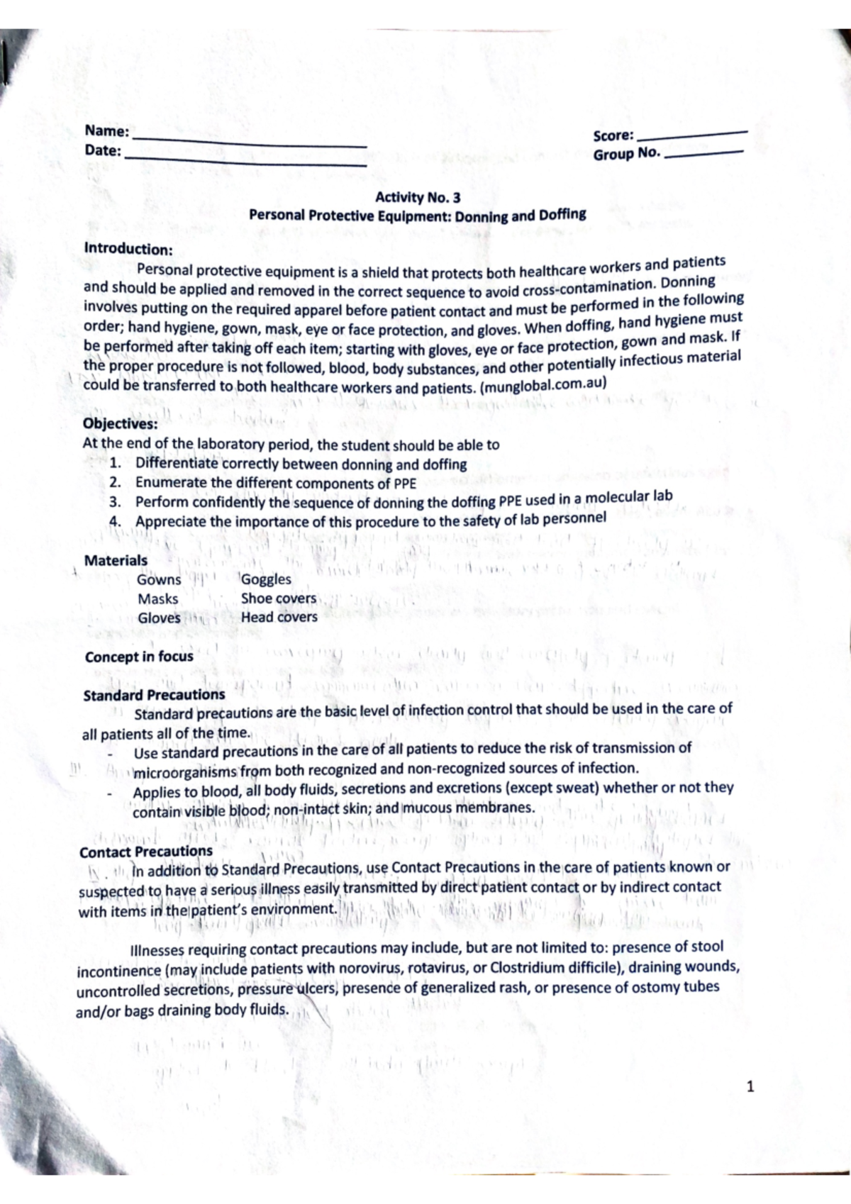 Document 8 - Notes - Name: Score: Date: Group No. Activity No. 3 ...