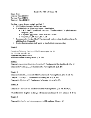 Review Sheet TEST 1 - Additional INFO UNIT 1 - Exam # 1 – Key points ...