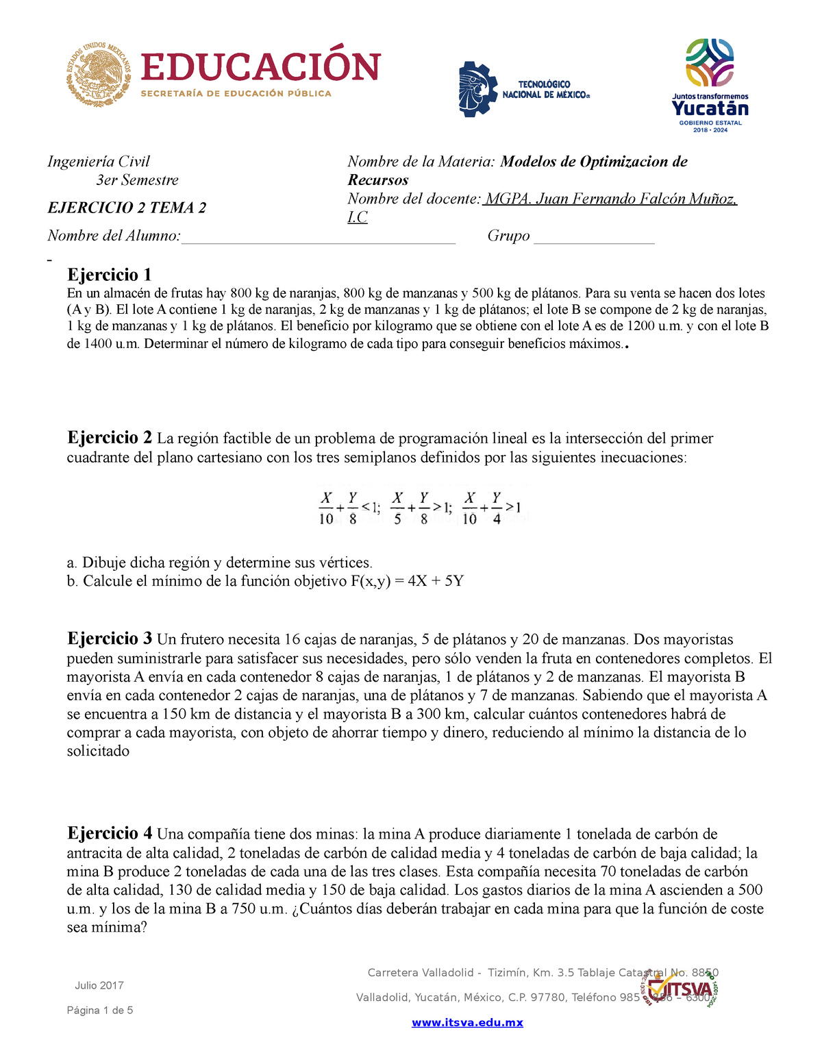 Ejercicios TEMA 2 - Un Trabajo Bien - Ingeniería Civil 3er Semestre ...