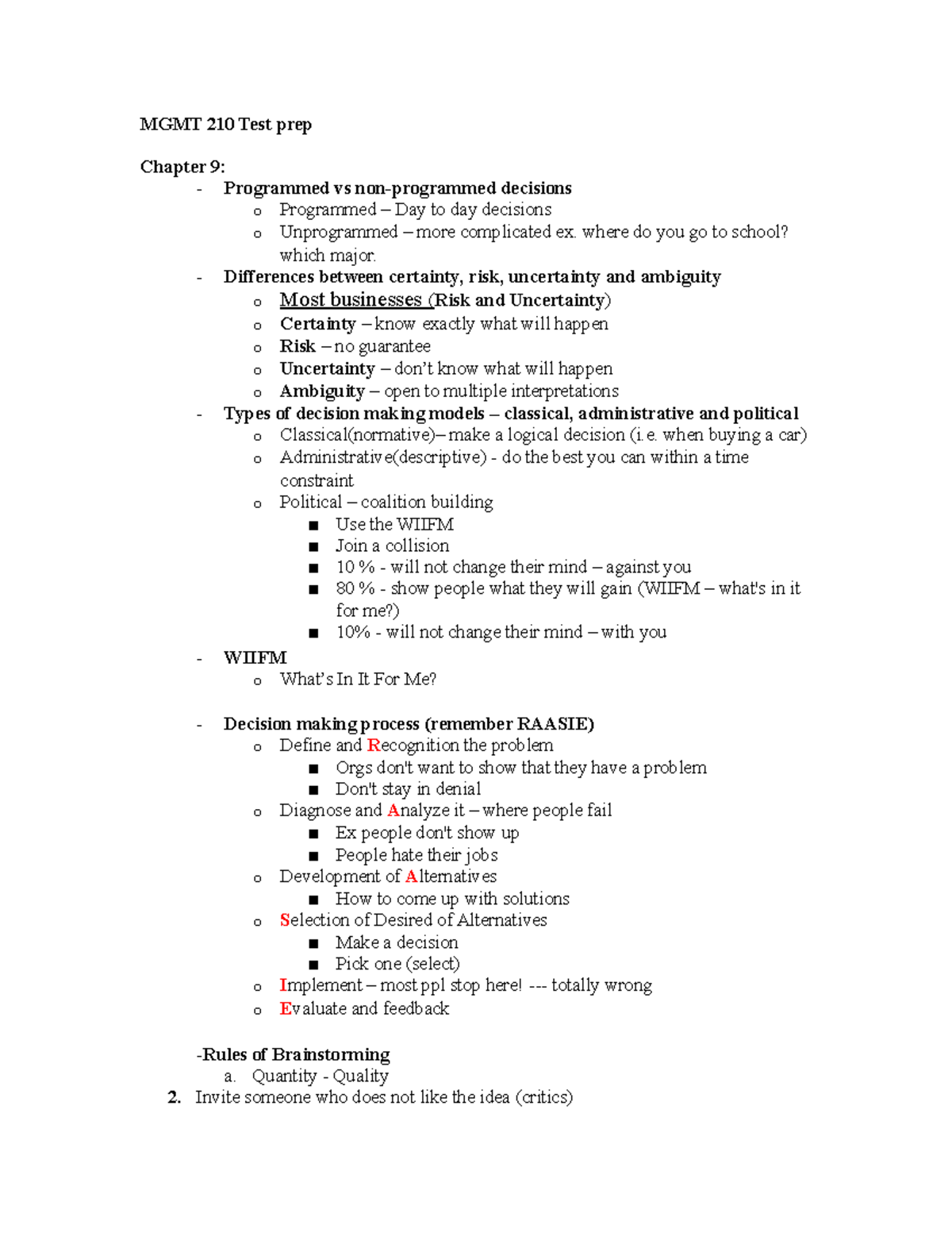 MGMT 210 Test prep Chapter 9 MGMT 210 Test prep Chapter Programmed vs