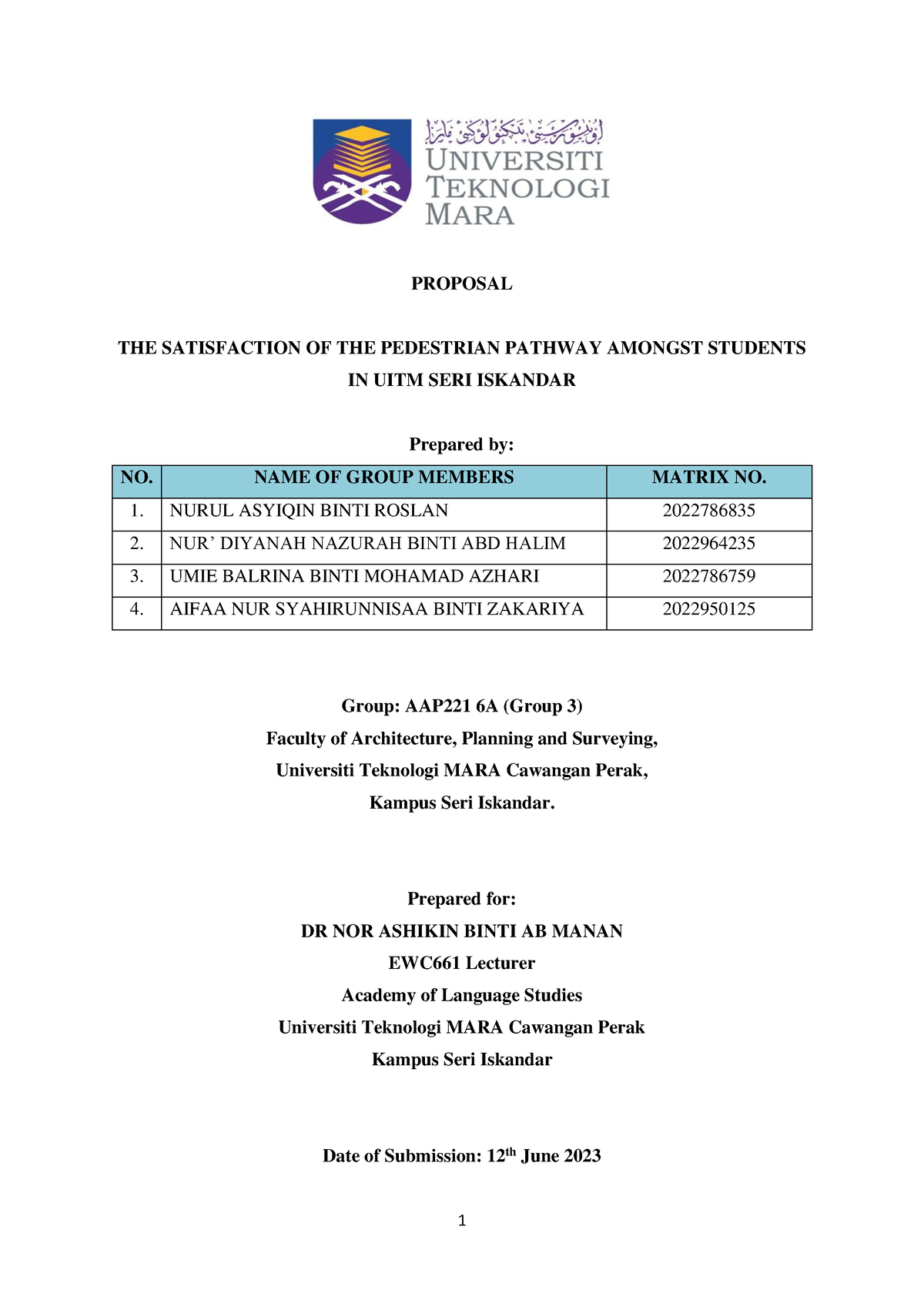 uitm research proposal format