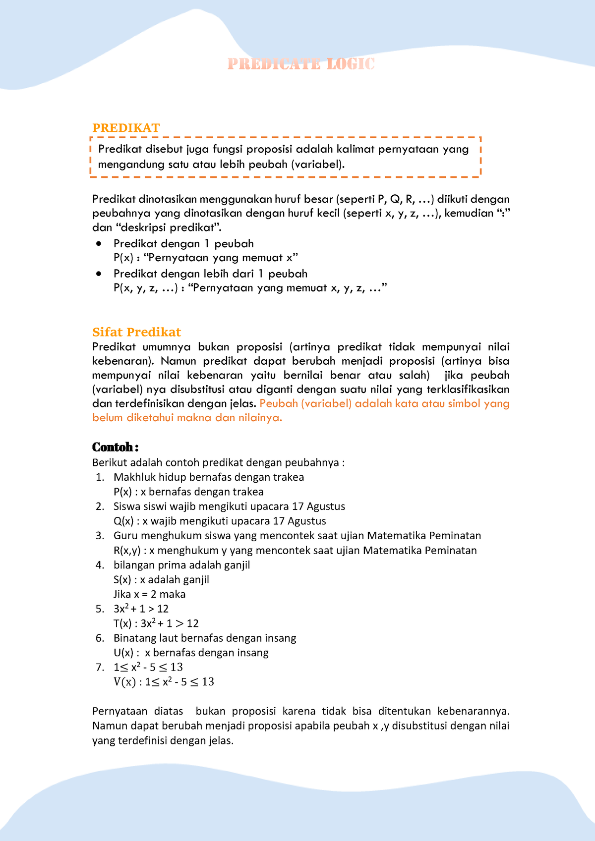 Predicate, Set, And Operation Set - PREDIKAT Predikat Dinotasikan ...