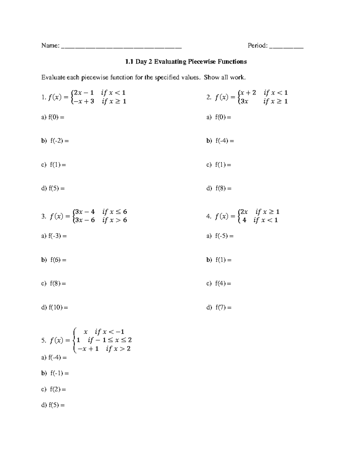 Piecewise-evaluating-functions - Name 