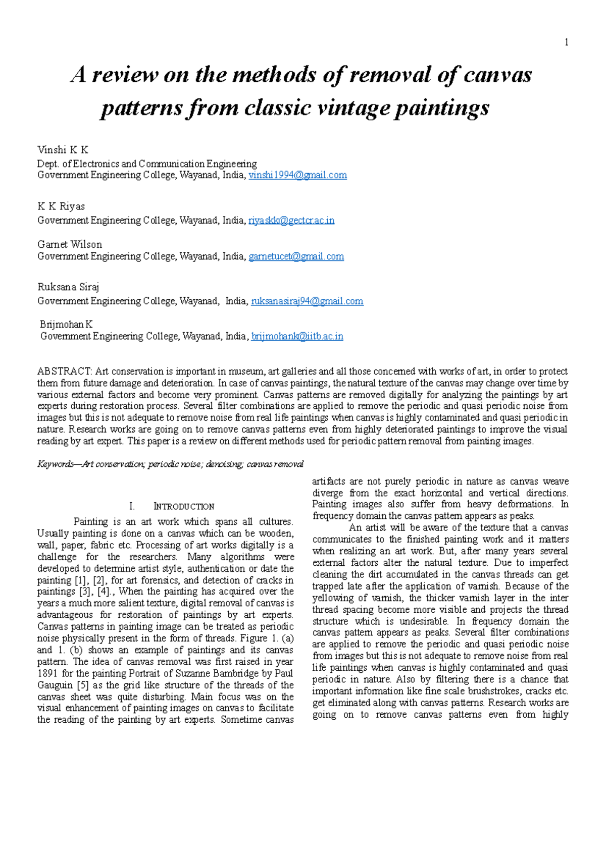 CLASSIC VINTAGE PAINTINGS A review on the methods of removal of