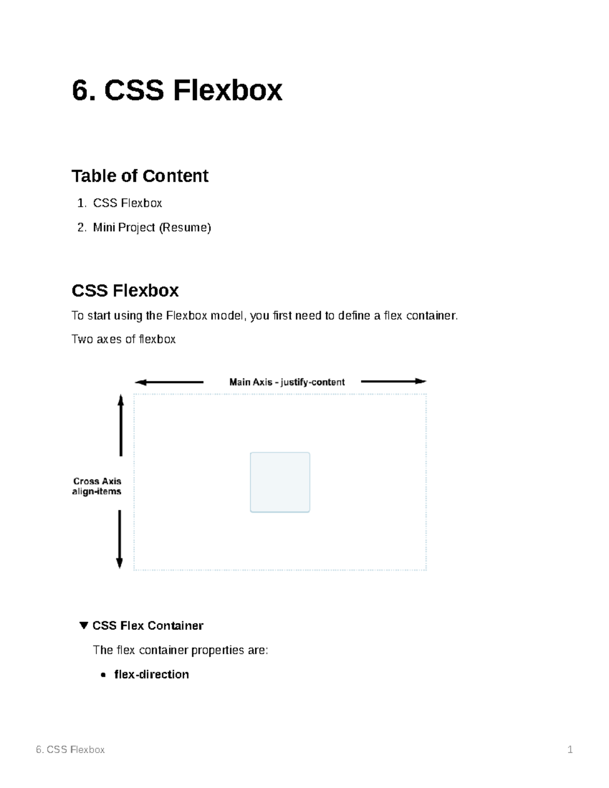 6. Css Flexbox - 6. CSS Flexbox Table Of Content CSS Flexbox Mini ...