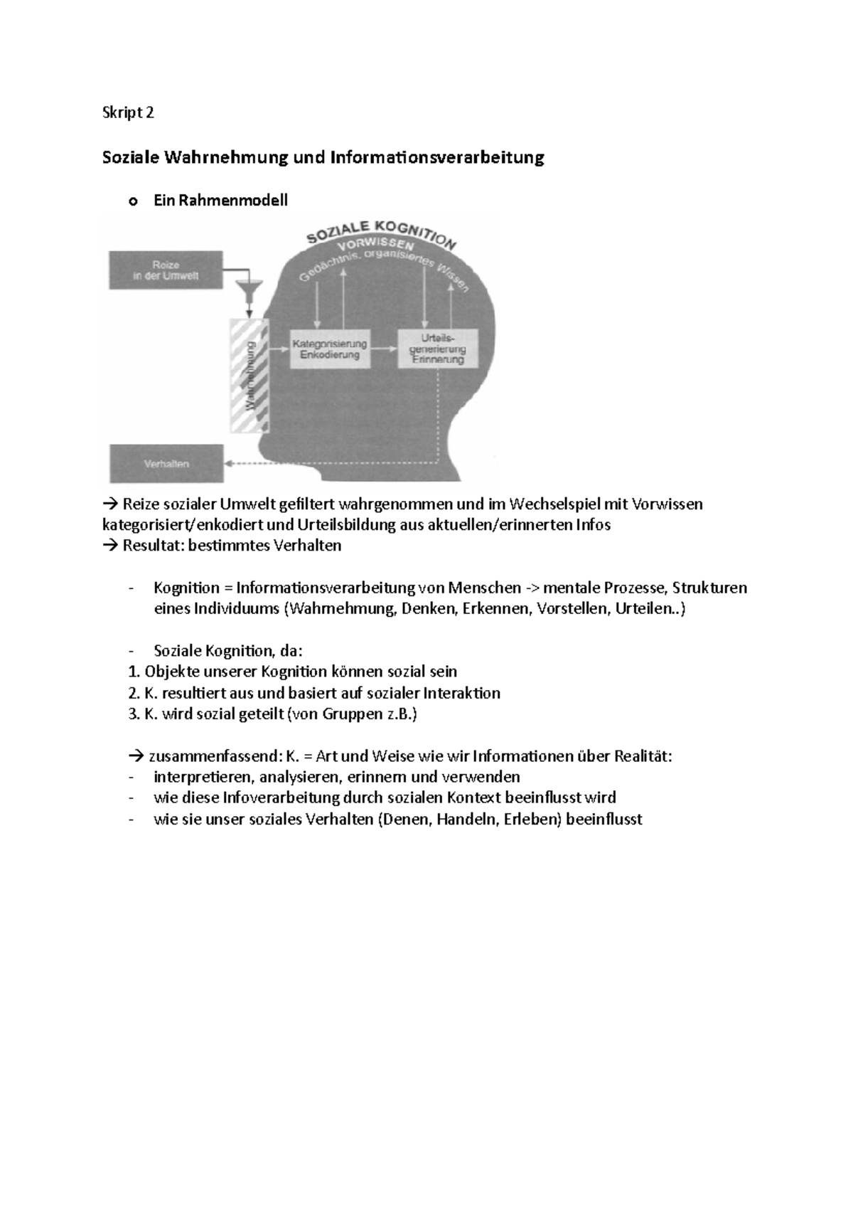 Hypothesentheorie Der Sozialen Wahrnehmung Sozialpsychologie - Skript 2 Soziale Wahrnehmung und