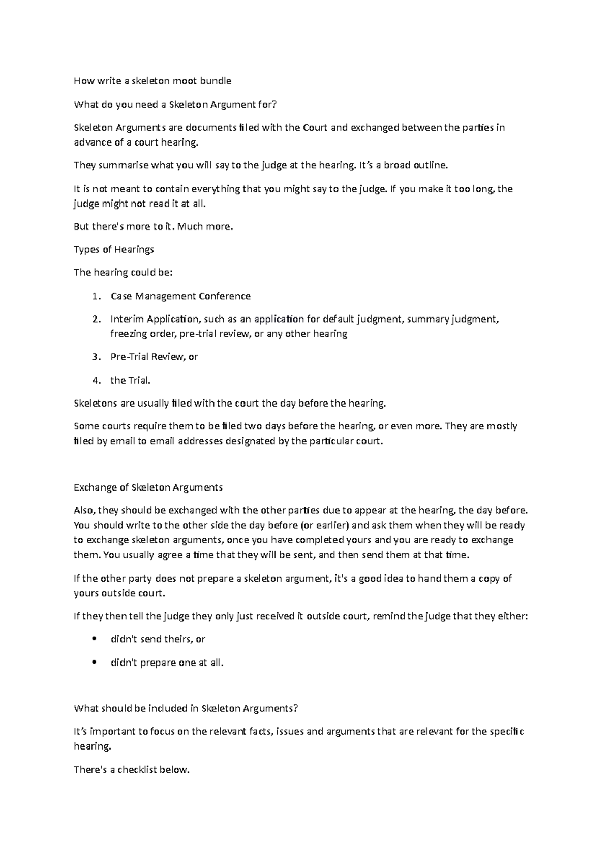 How write a skeleton moot bundle - They summarise what you will say to ...