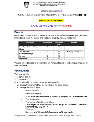 Individual Assignment CSC159 sesi mac-august - COLLEGE OF COMPUTING ...
