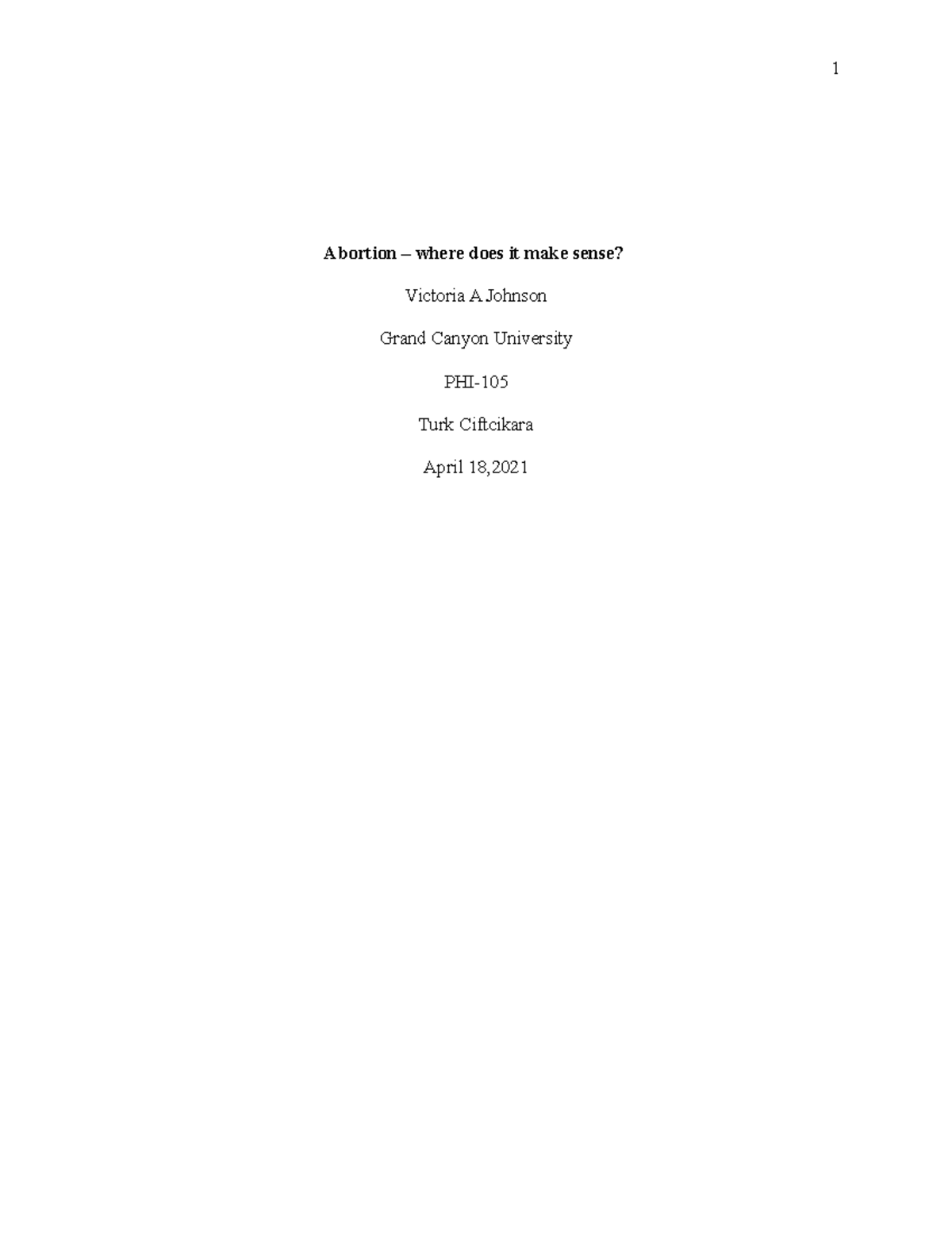 Victoria Johnson Persuasive Essay - Abortion – where does it make sense ...