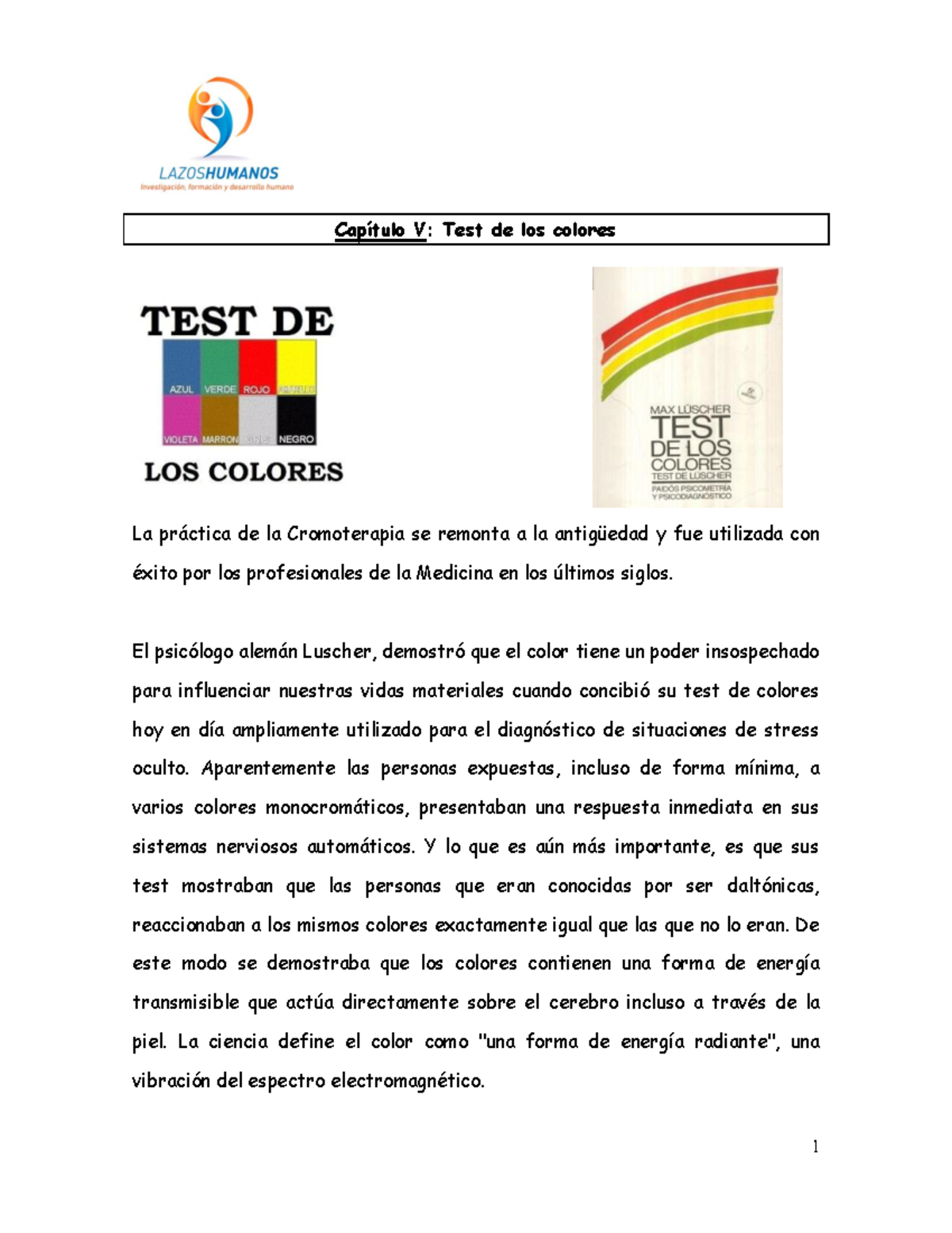 Cap Ã­tulo V - Test de Luscher y Persona bajo la lluvia - Capítulo V ...