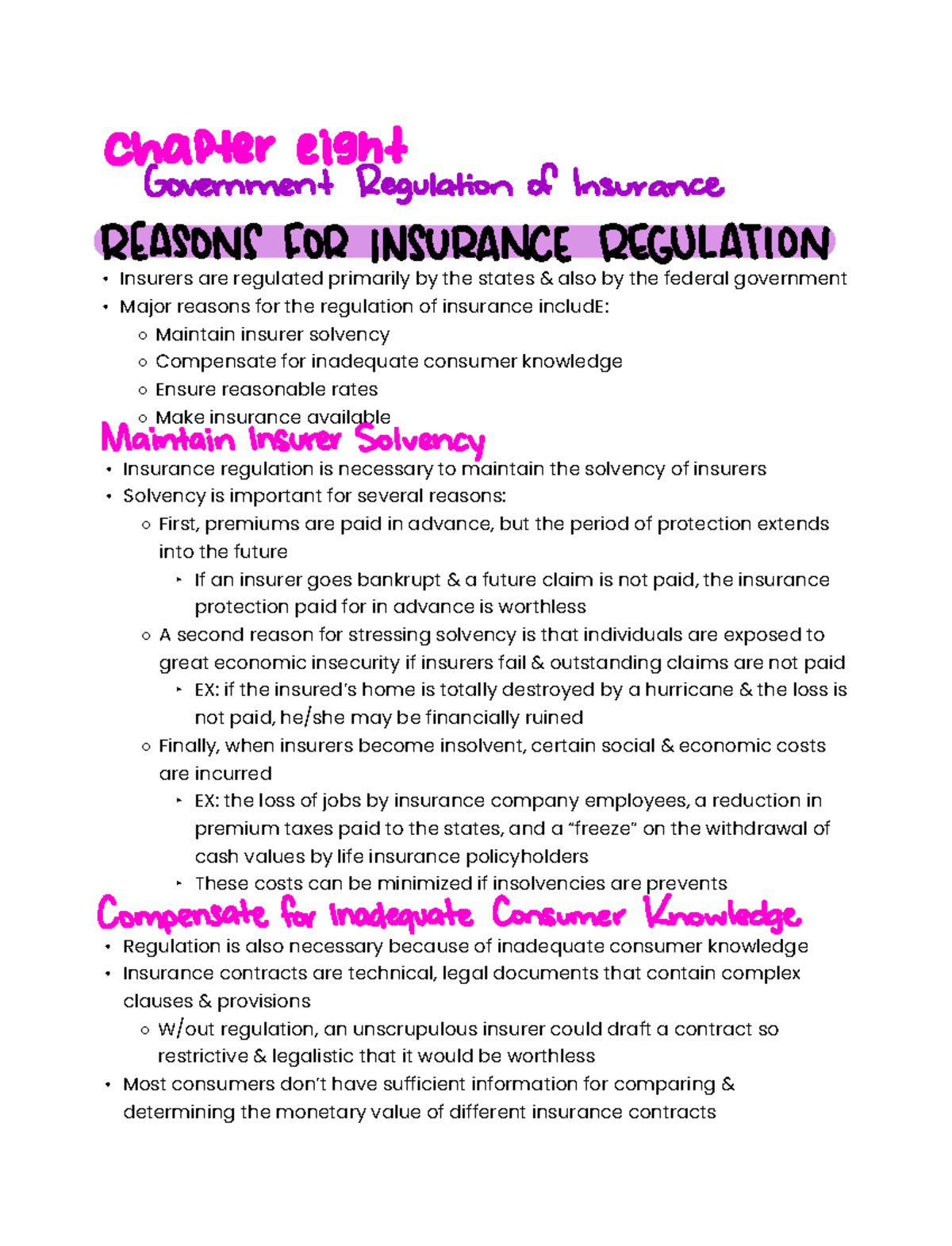 Government Regulation of Insurance Chapter eight Government