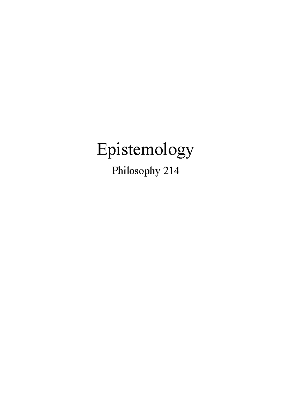 Epistemology - Aristotle or the Bible) Resumes the Greek quest to ...