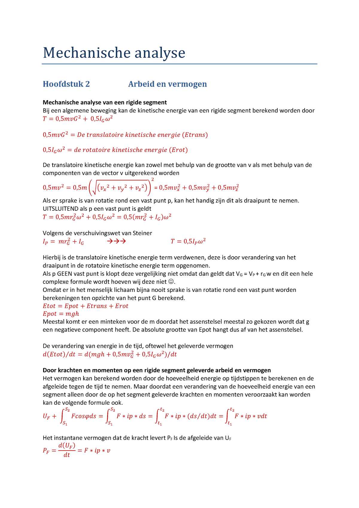 Samenvattingen Mechanische Analyse Colleges Studeersnel