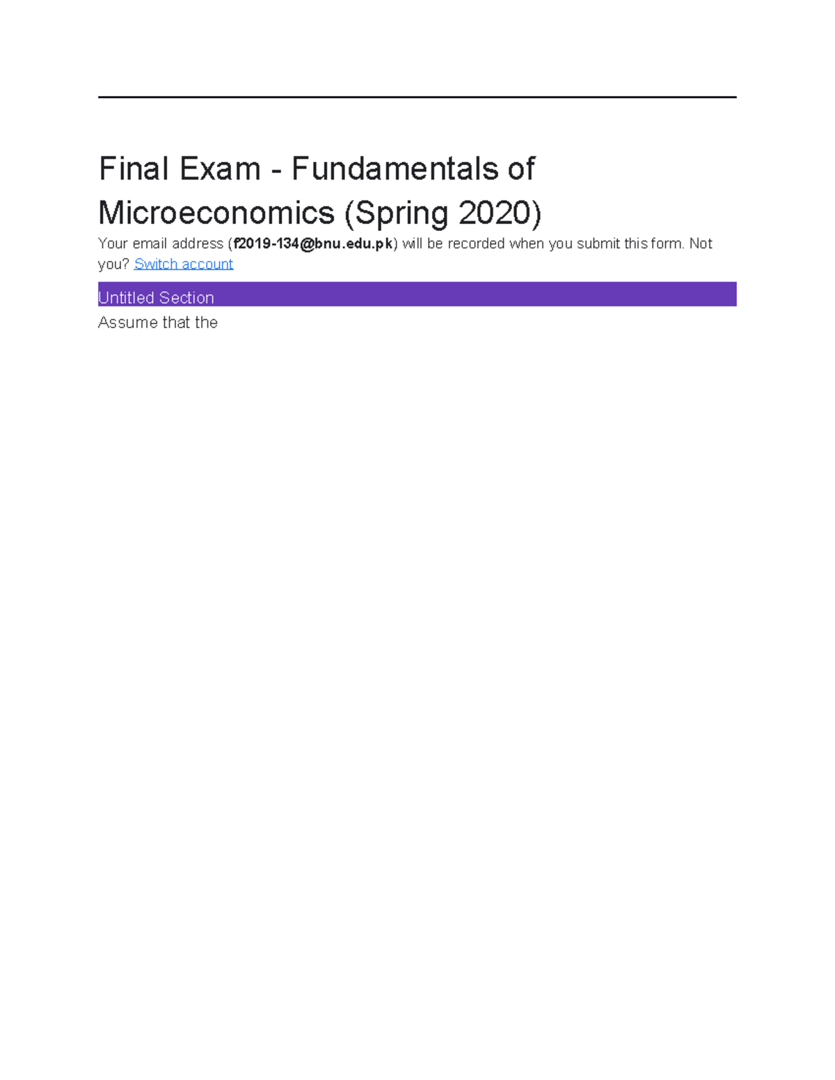 Micro final exam - notes - Final Exam - Fundamentals of Microeconomics ...