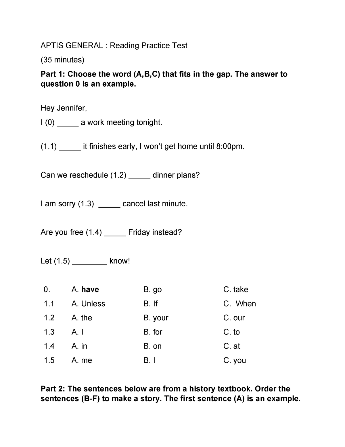 Aptis Reading TEST 3 + KEY - APTIS GENERAL : Reading Practice Test (35 ...