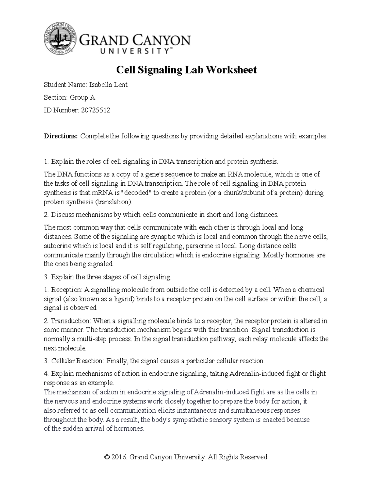 BIO-181L-RS-Cell Communication Wksht-Isabella Lent - BIO-181L - GCU ...