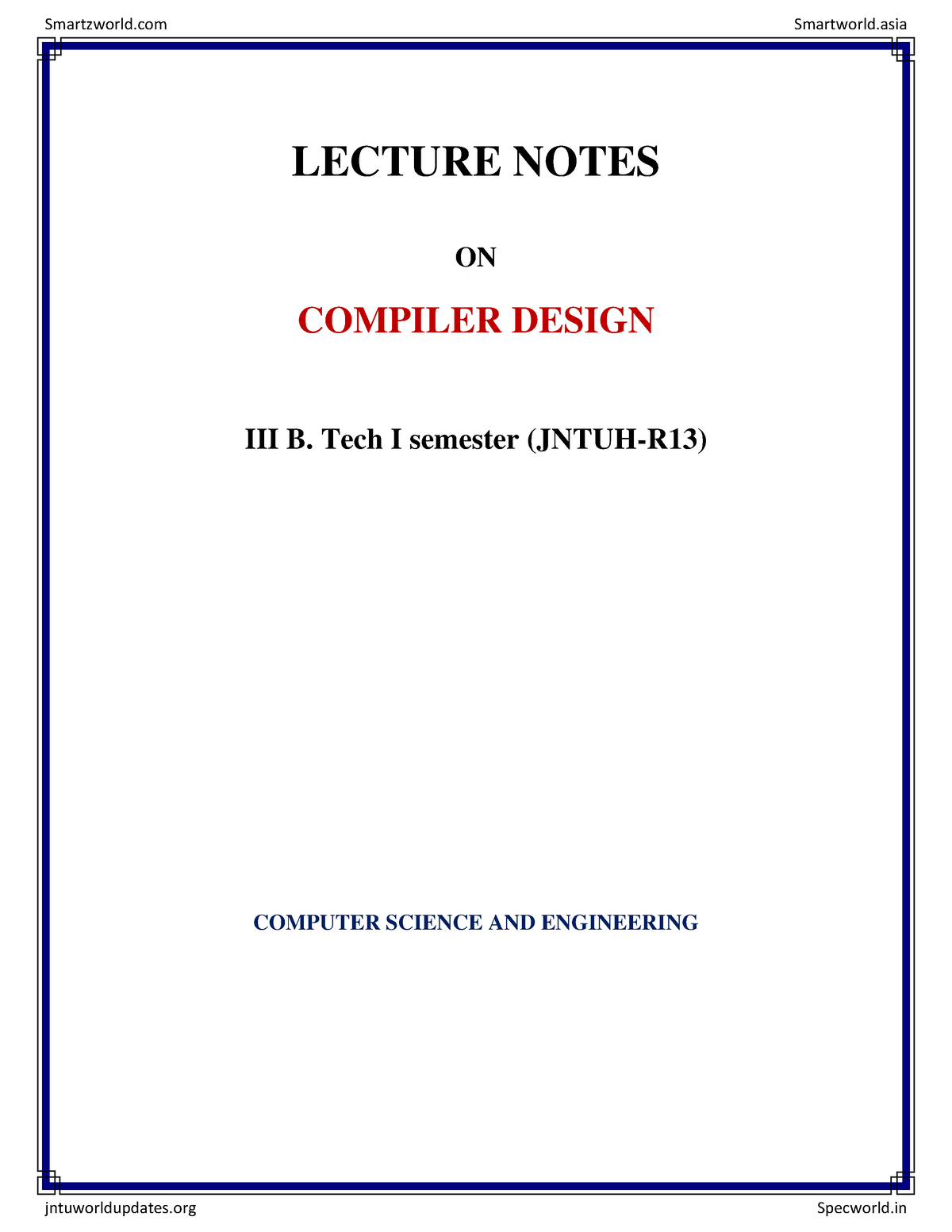 Compiler Design U1 - Vivek Chaudhary - LECTURE NOTES ON COMPILER DESIGN ...
