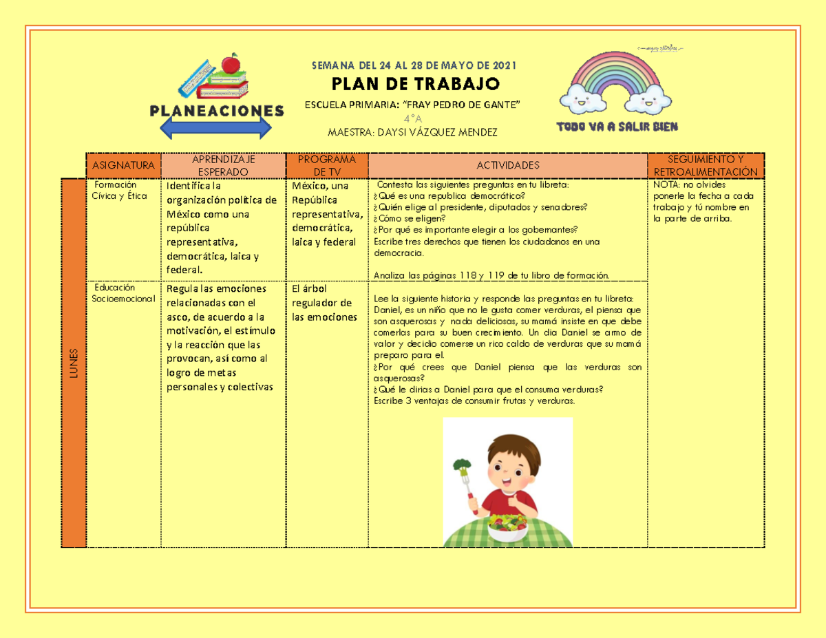 🍅4°A PLAN DE Trabajo Semana 35🍅 - SEMANA DEL 24 AL 28 DE MAYO DE 2021 ...