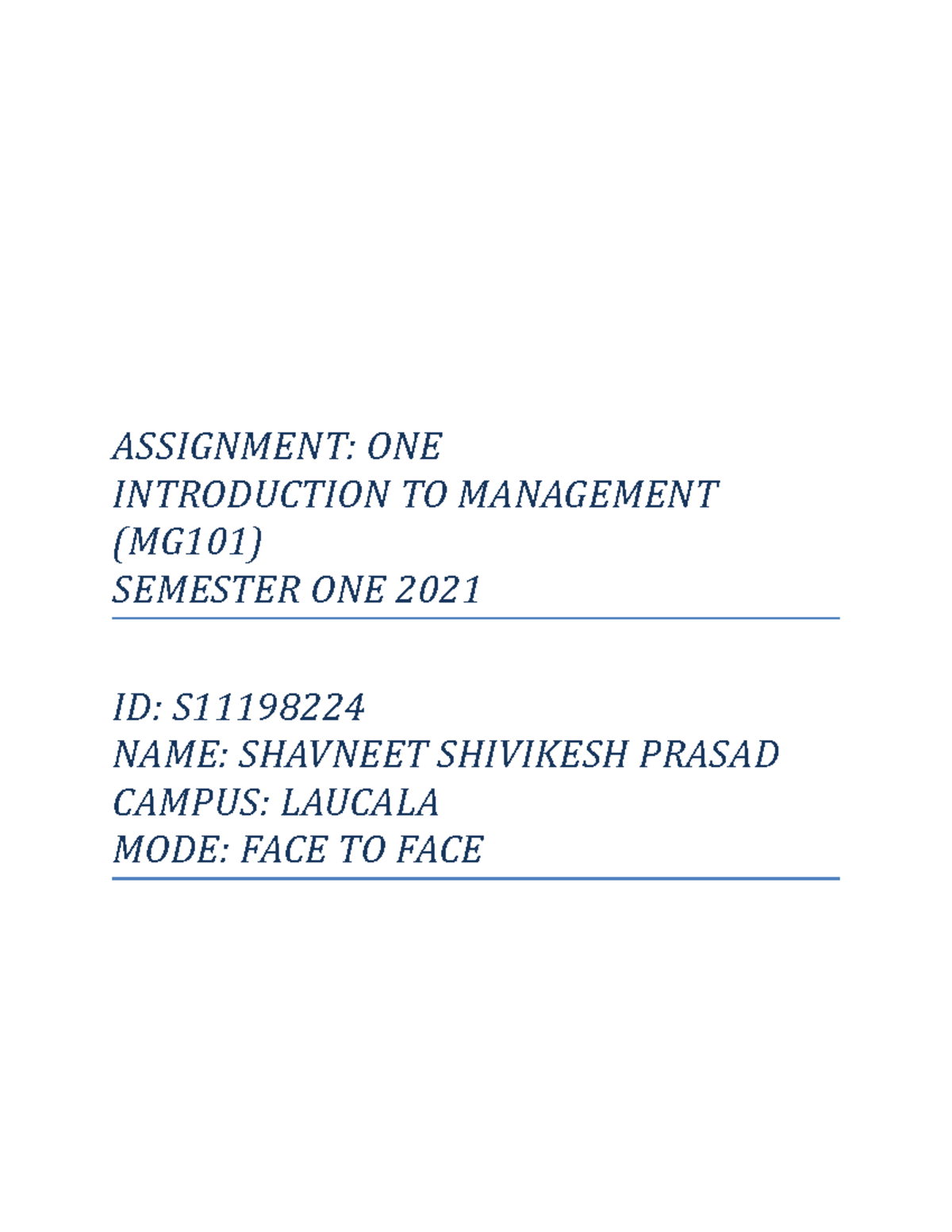 Assignment One Mg101 Grade 8 Assignment One Introduction To Management Mg101 Semester Assignment One Mg101 Grade 8 Assignment One Introduction To Management Mg101 Semester