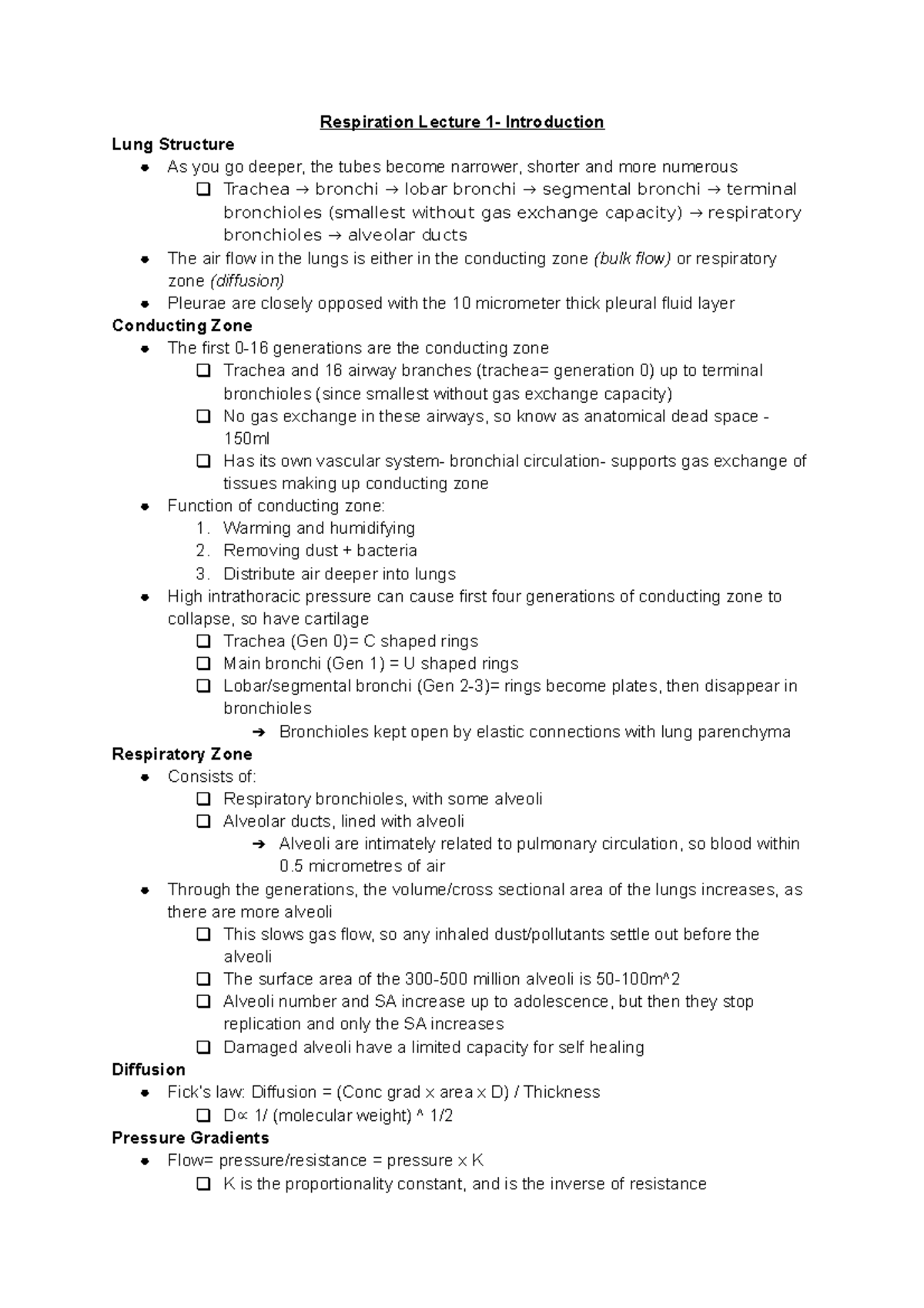 Respiration Lecture 1 The chest wall expands due to elastic recoil (as it is no longer opposed