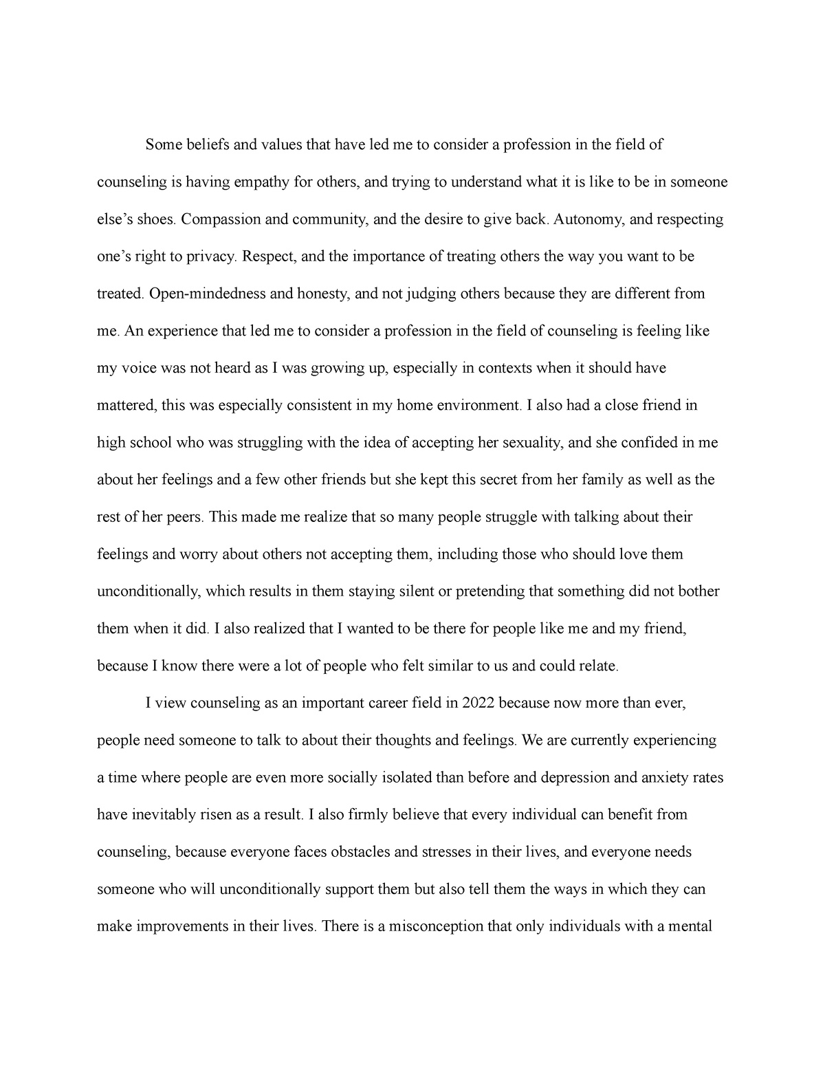 belief system essay introduction
