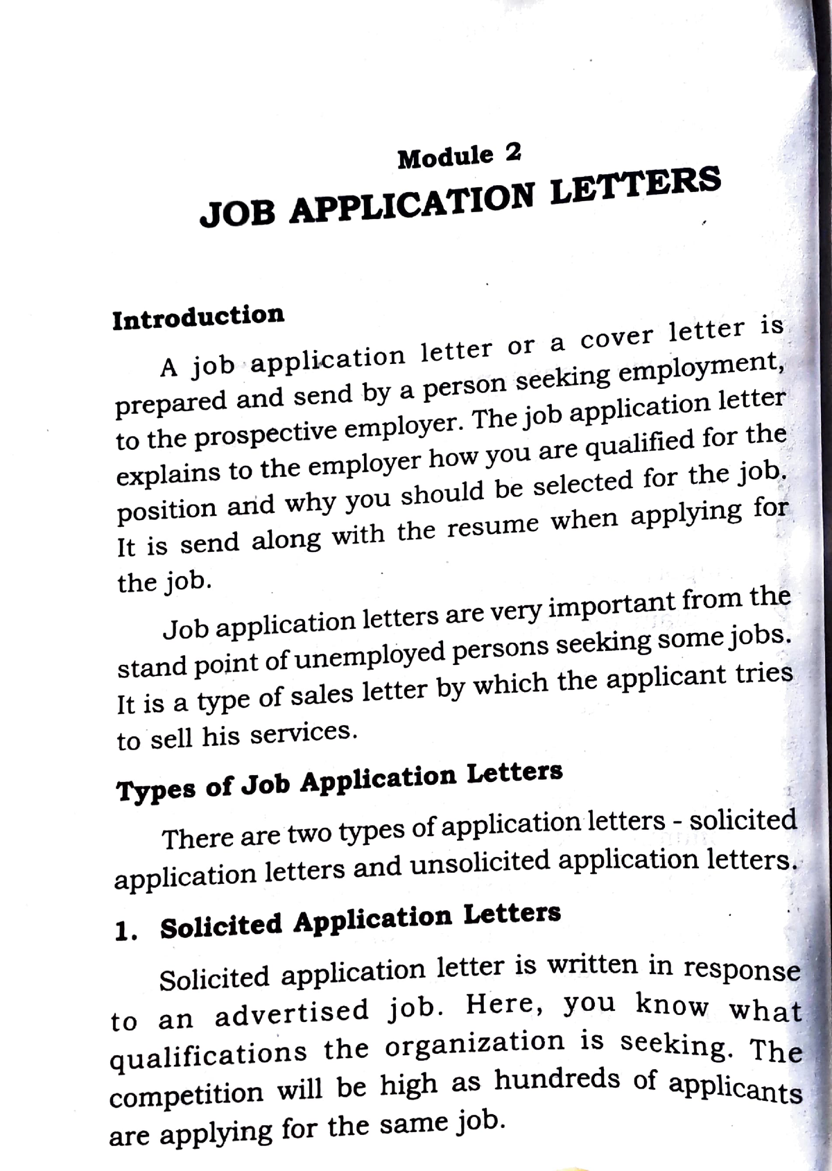 Job Application Letters Module JOB APPLICATION LETTERS Introduction A 