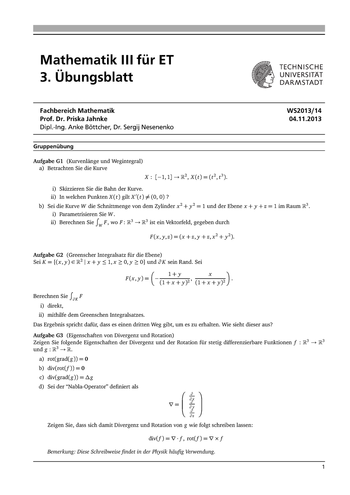 Uebungsblatt 3 - Präsenz Und Hausübung - Mathematik III Für ET 3 ...